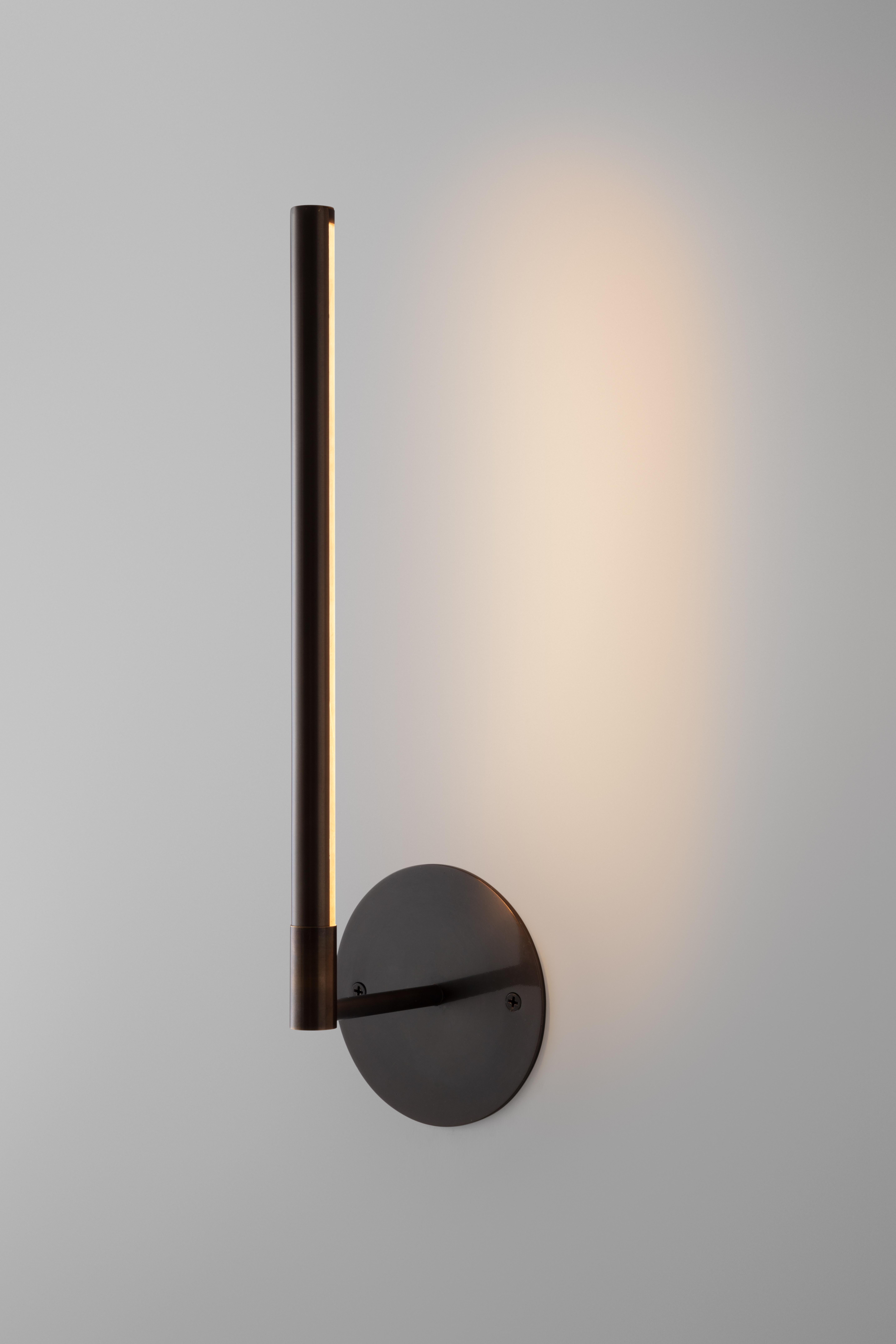 Candelabra Picture Light Adjustable Minimal Brass Linear LED Sconce, UL In New Condition For Sale In Brooklyn, NY