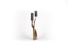 Base scultorea per candelabro in ottone patinato bronzo di Patrick Coard, Parigi