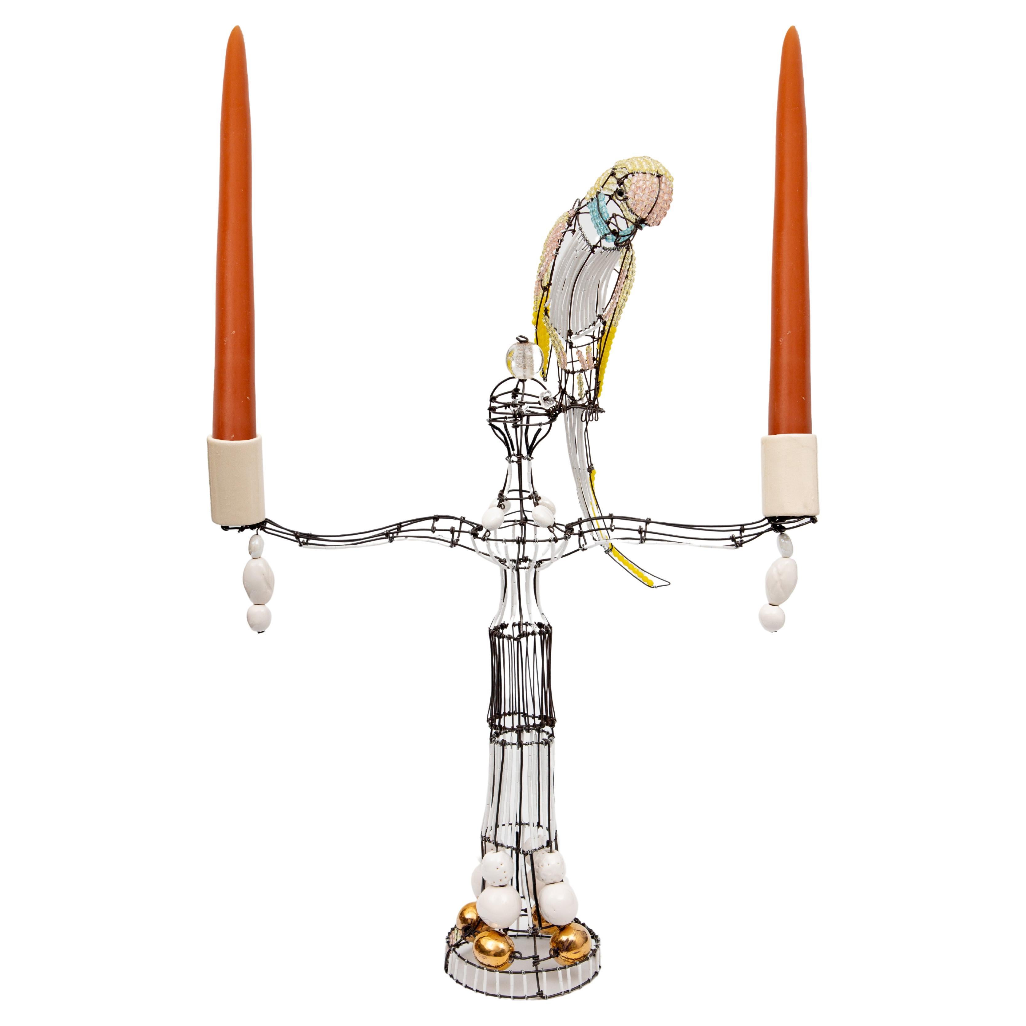 Candelabra With Parrot by Marie Christophe For Sale