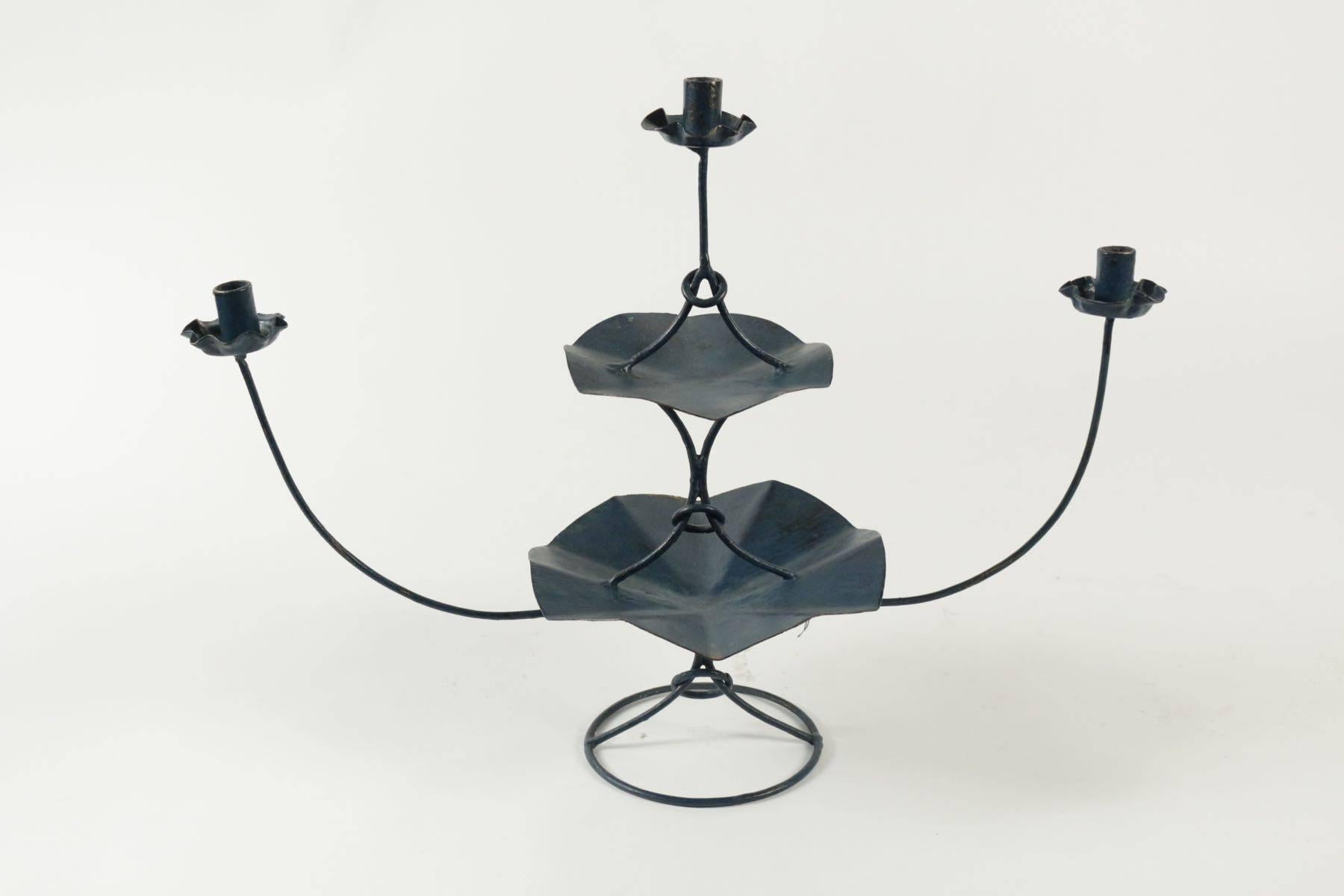 Modern Candelabra with Three Arms from the 1960s in Painted Metal For Sale