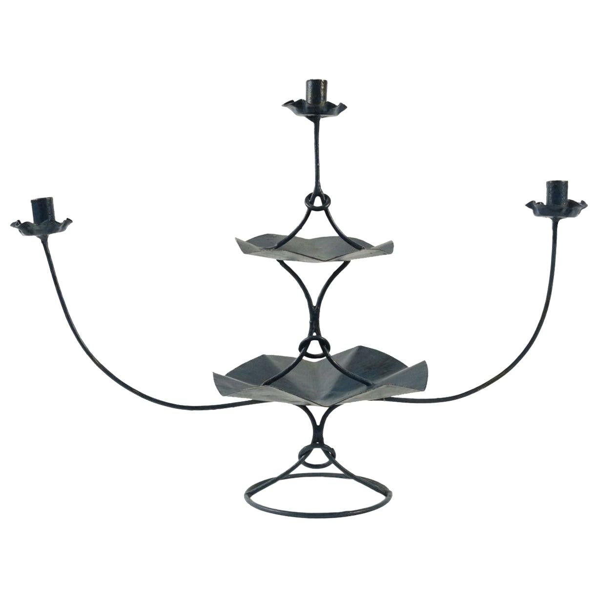 Candelabra with Three Arms from the 1960s in Painted Metal For Sale