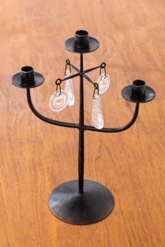 Candelabri in ferro forgiato e vetro di Erik Höglund per Boda, Svezia, anni '50