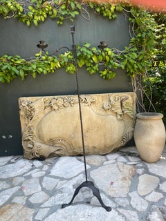 Elegant European Iron Candelabra, Two-Arm Design, Mid-20th Century