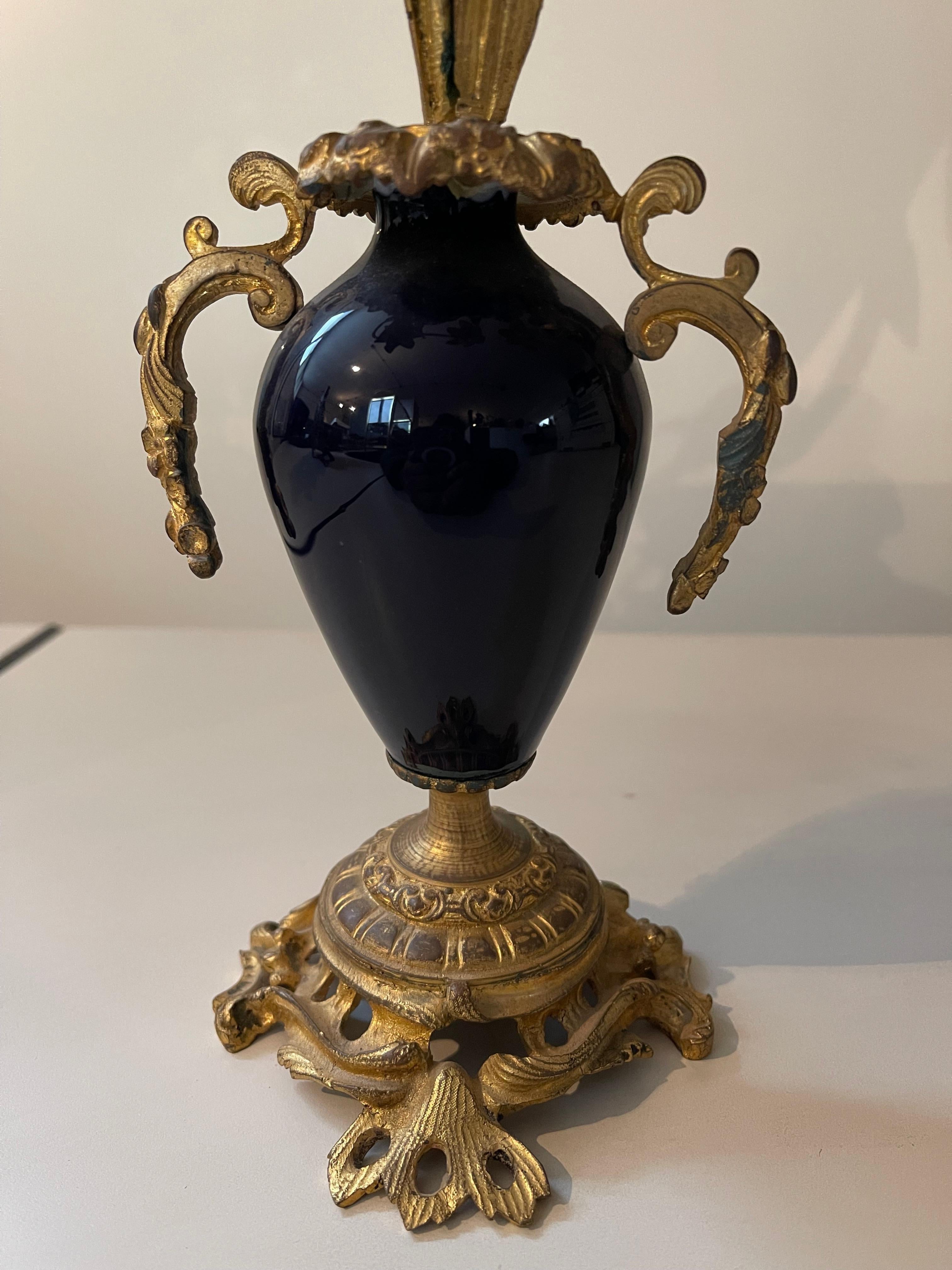 Antique bronze and porcelain paris style candelabra - CAN25