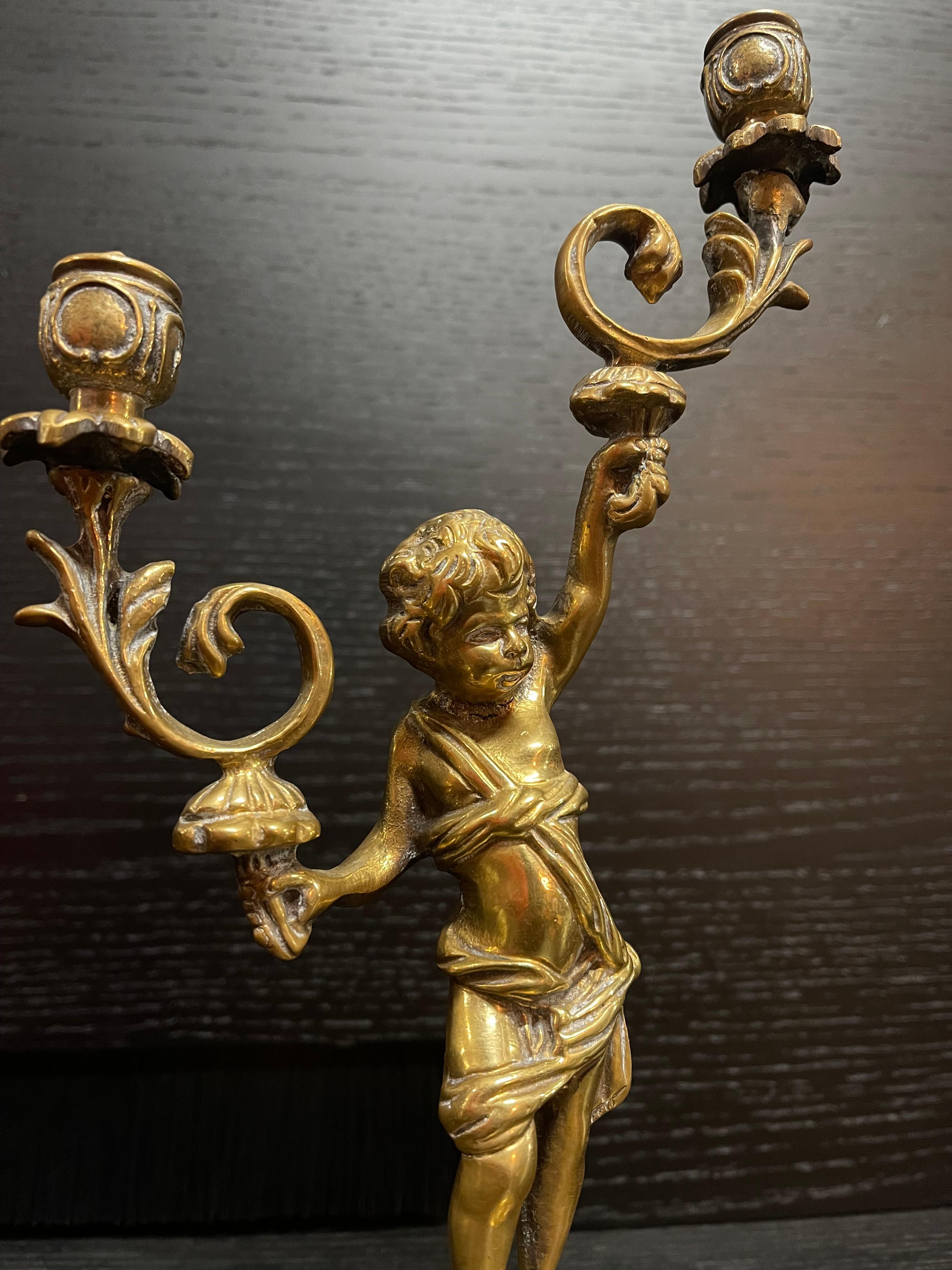 Other Antique bronze dorado candelabra For Sale