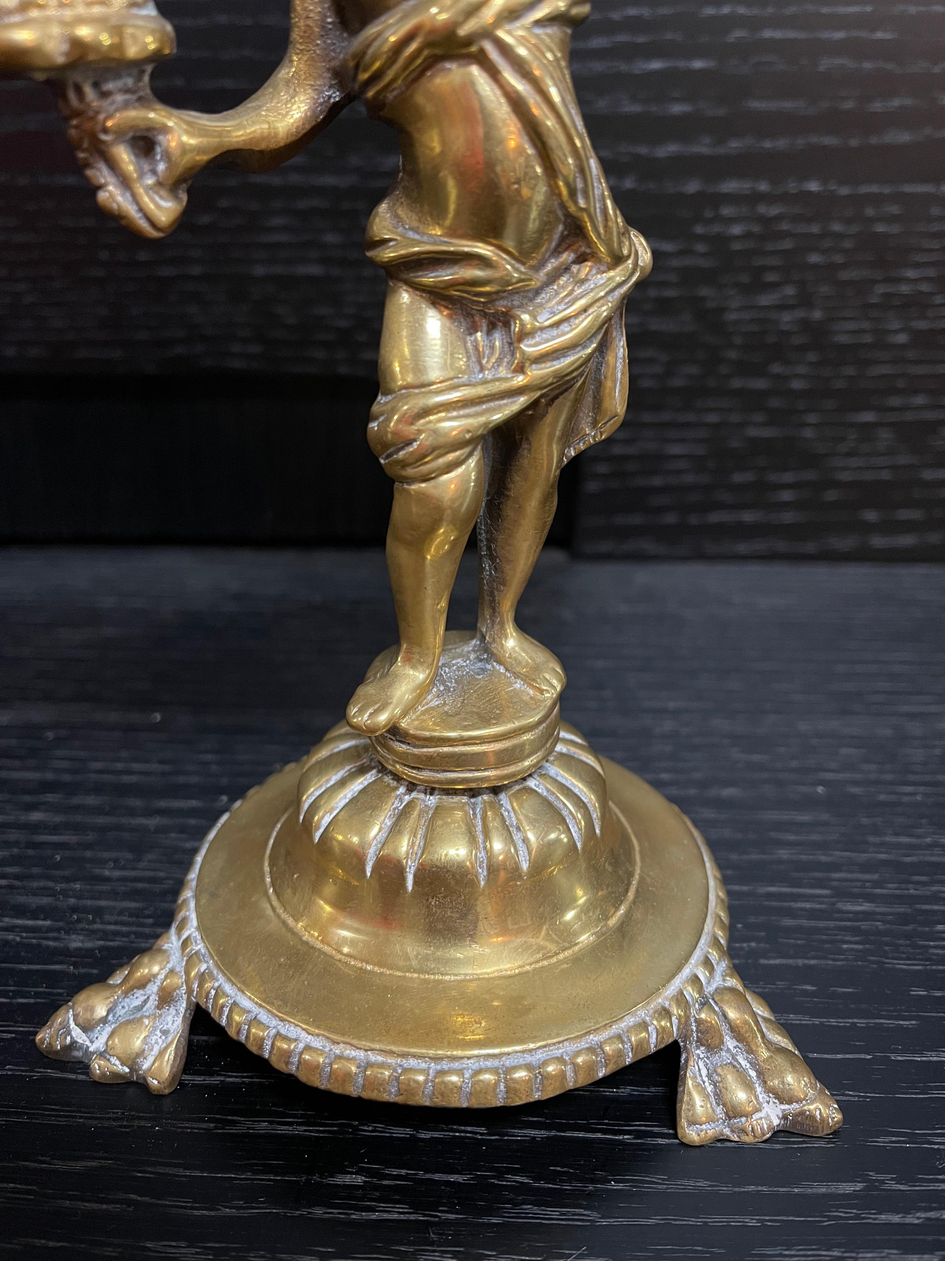 Italian Antique bronze dorado candelabra For Sale