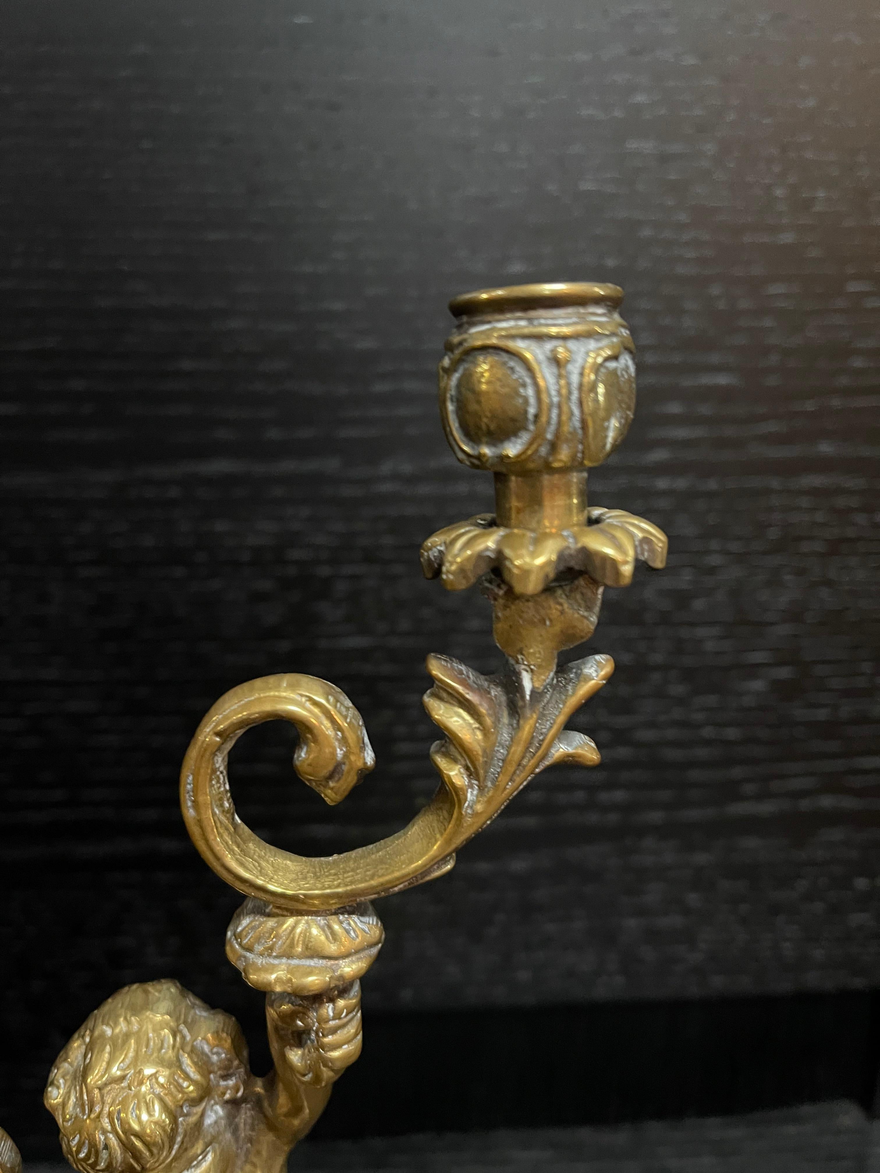 Antique bronze dorado candelabra In Excellent Condition For Sale In Cantù, IT