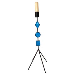 Wrought iron floor candelabra and glass decoration, Italy, 1970s