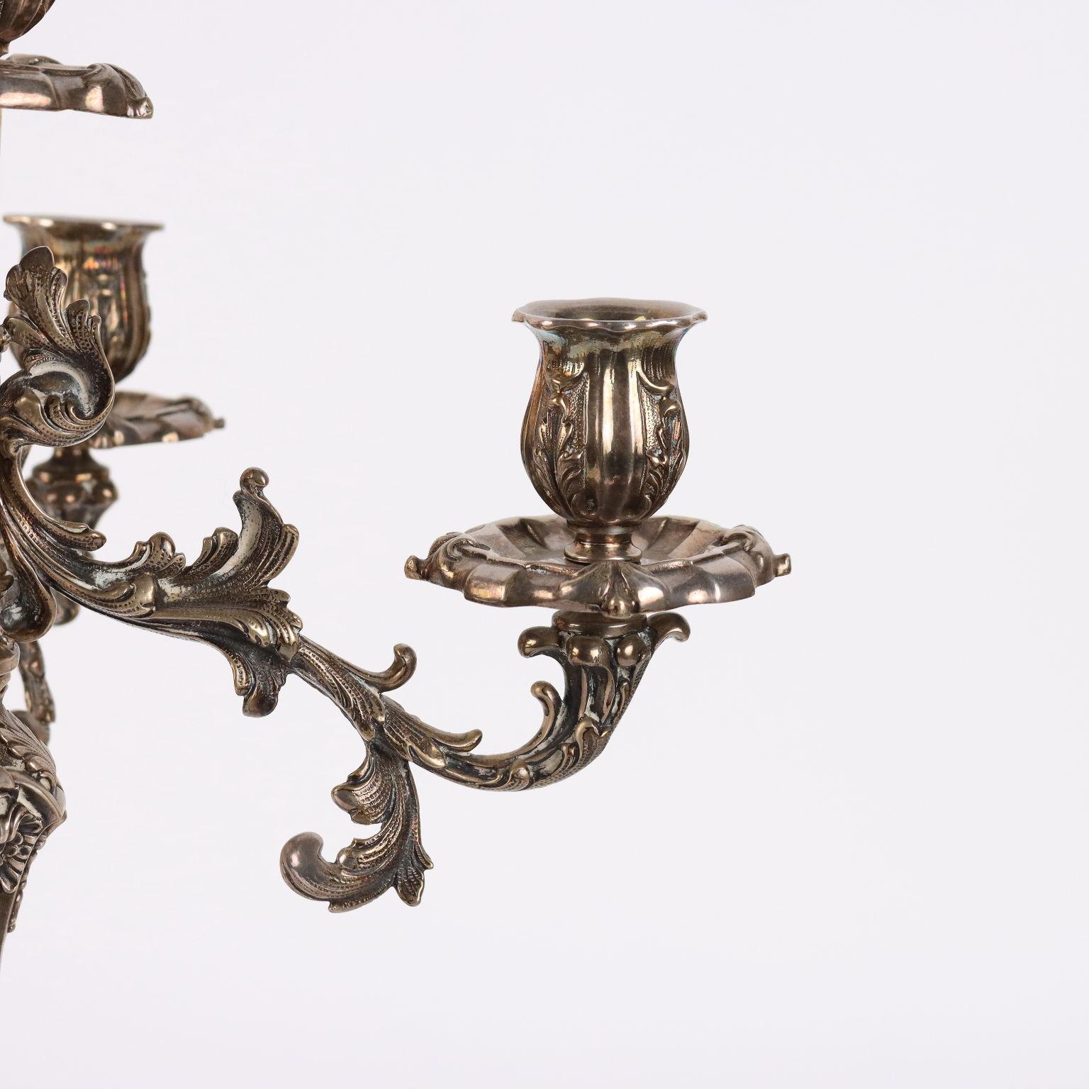 Mid-Century moderno Candelabro in Argento 800 Mazzuccato Milano metà 900 in vendita