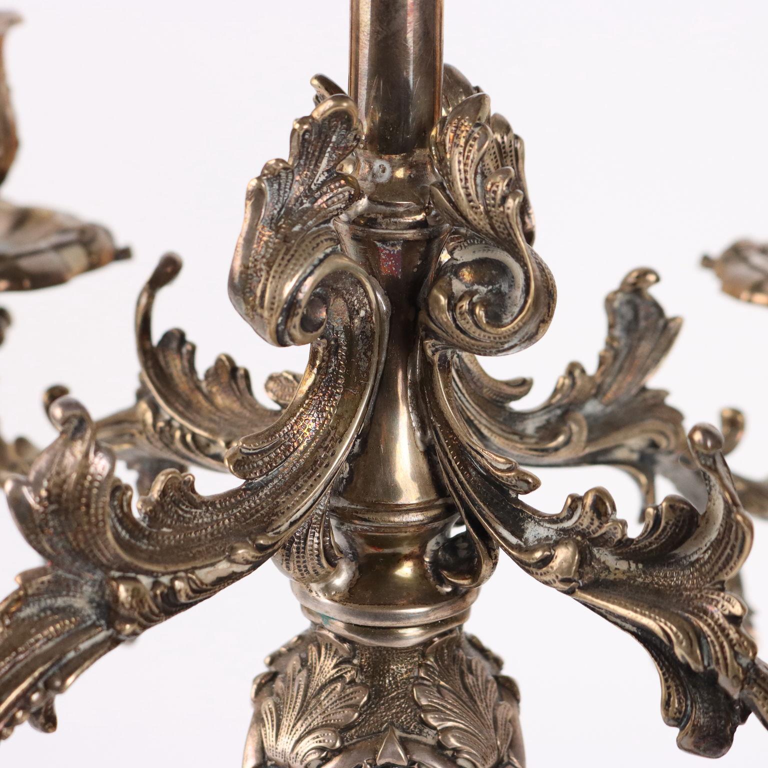 Mid-20th Century Candelabro in Argento 800 Mazzuccato Milano metà 900 in vendita