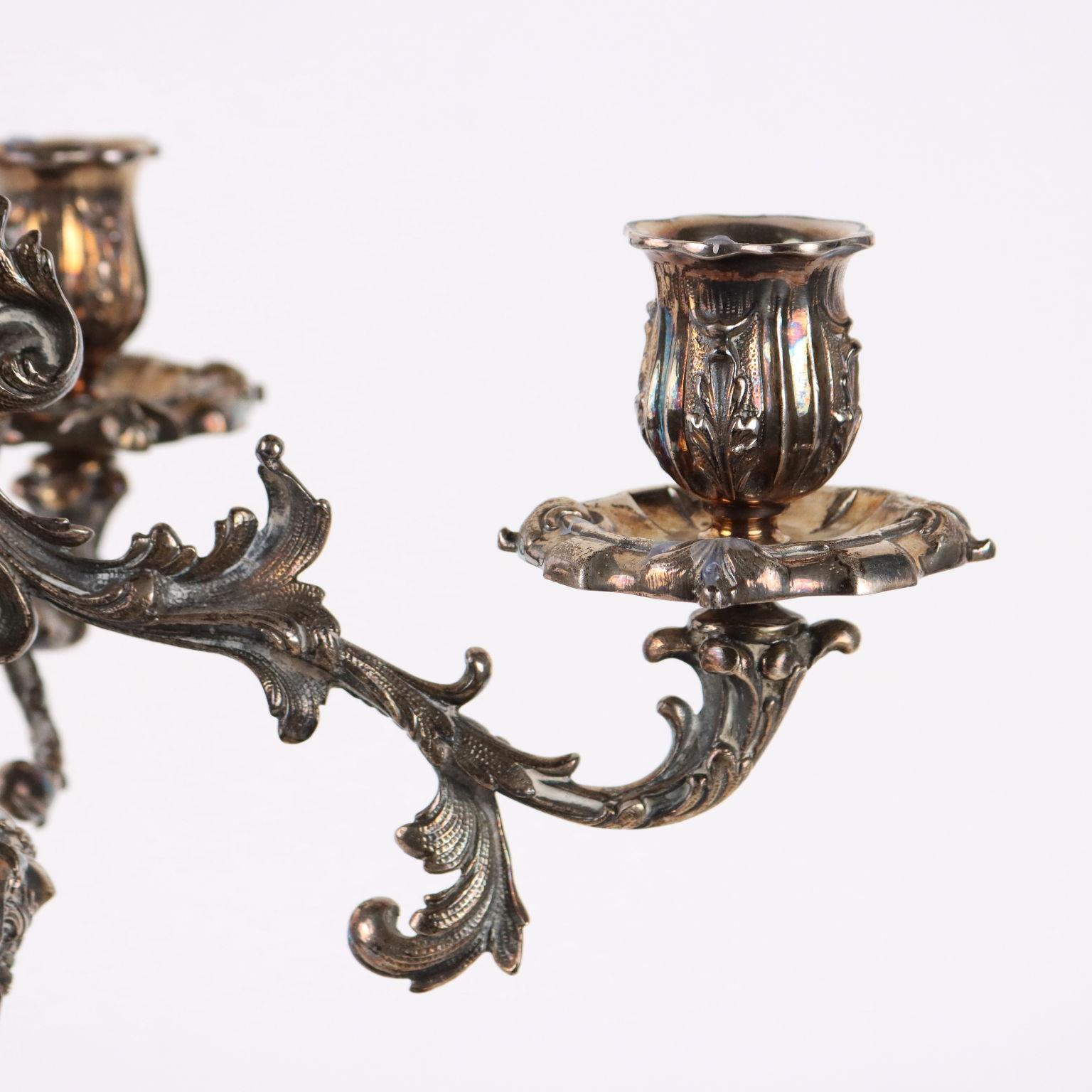 Italian 925 Sterling Silver Candelabra Mazzuccato Milan Mid 1900s approx For Sale