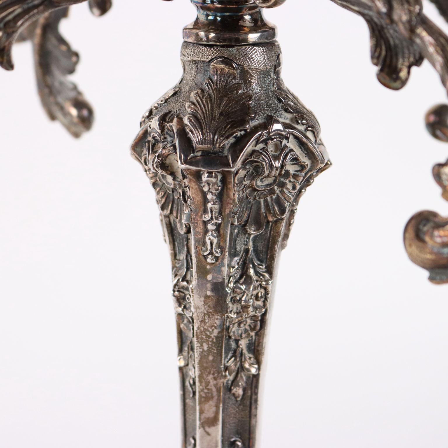 925 Sterling Silver Candelabra Mazzuccato Milan Mid 1900s approx In Good Condition For Sale In Milano, IT