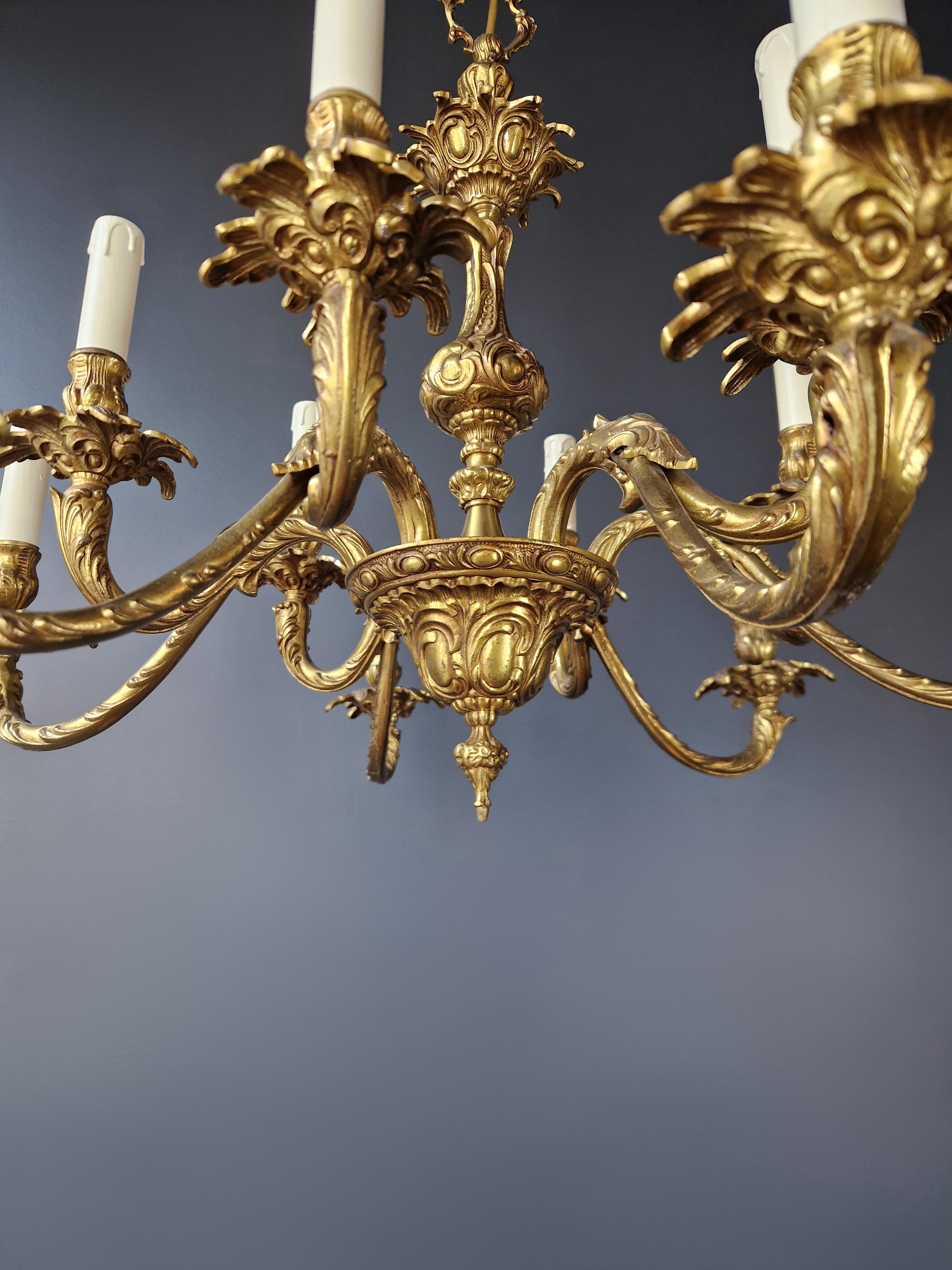 Candelabrum Brass Antique Chandelier Louis XVI Art 1
