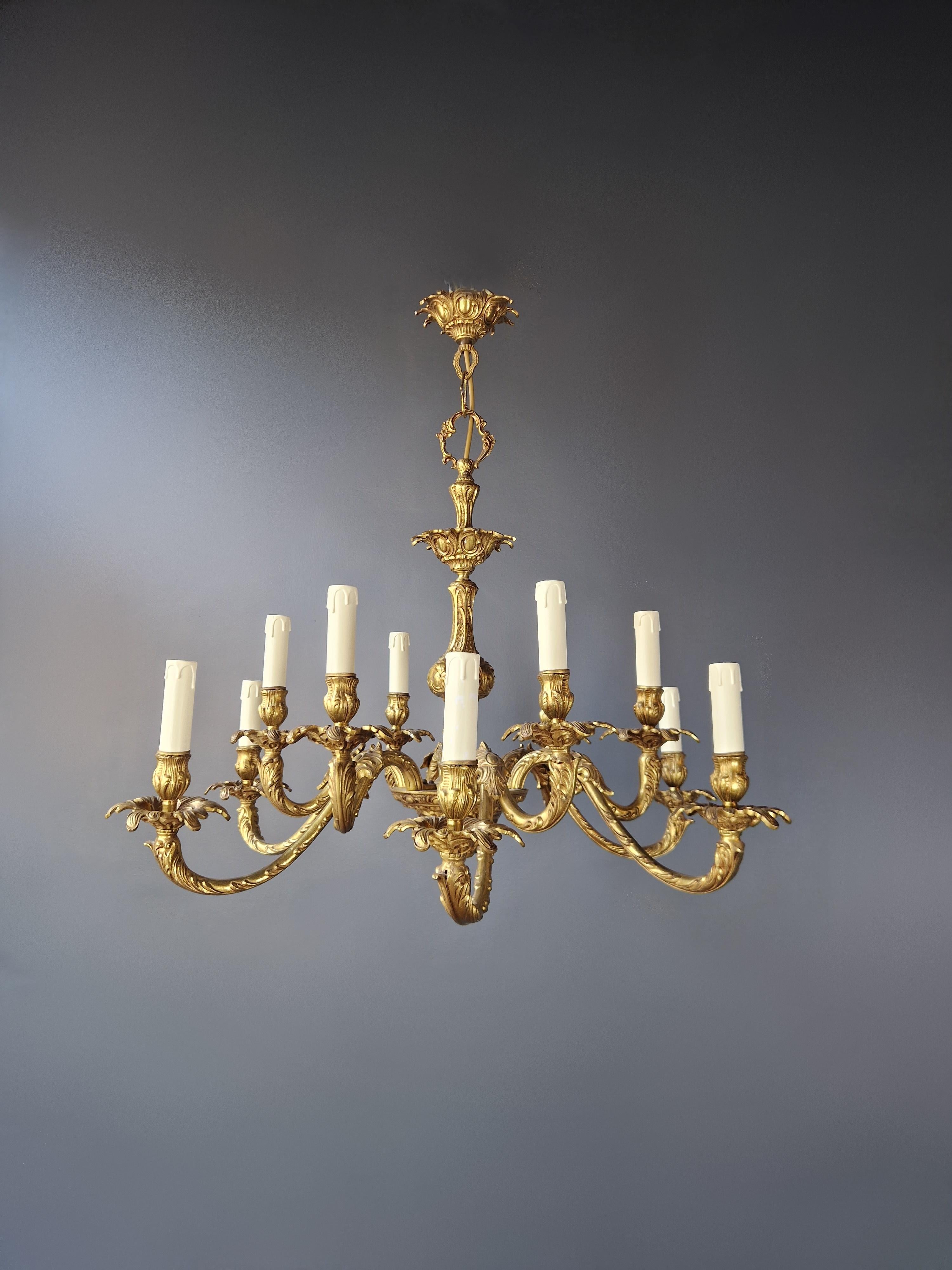 Candelabrum Brass Antique Chandelier Louis XVI Art In Good Condition In Berlin, DE