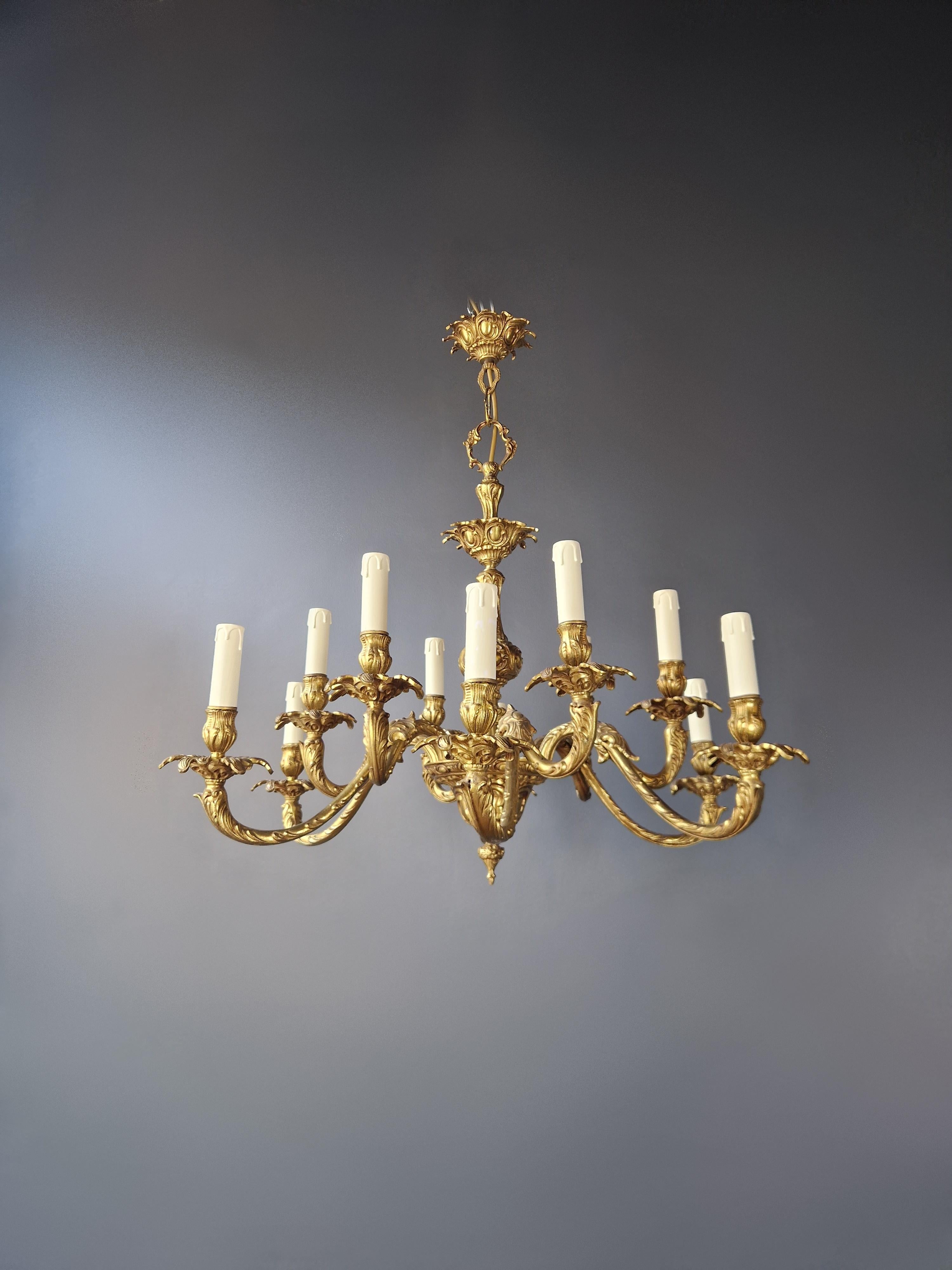 German Candelabrum Brass Antique Chandelier Louis XVI Art