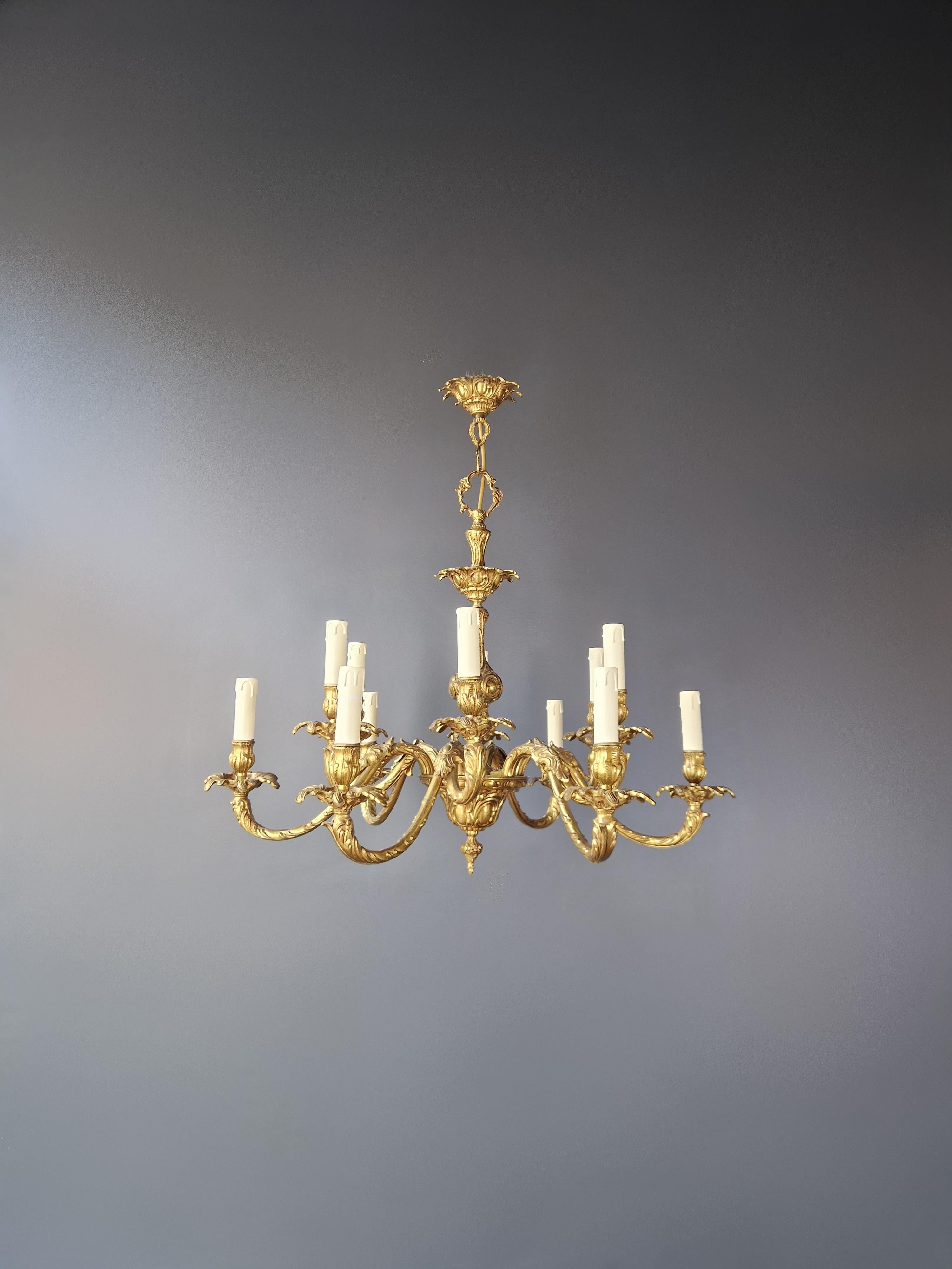 Old chandelier with love and professionally restored in Berlin. electrical wiring works in the US. Re-wired and ready to hang. Cabling completely renewed. 

Cabling and sockets completely renewed. 
Measures: Total height 70 cm, height without chain