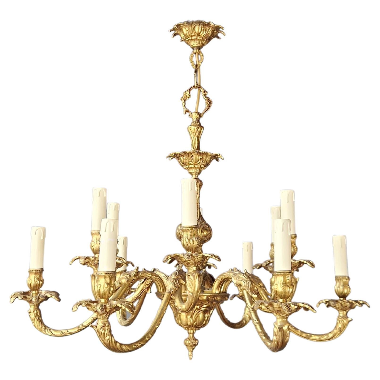Candelabrum Brass Antique Chandelier Louis XVI Art