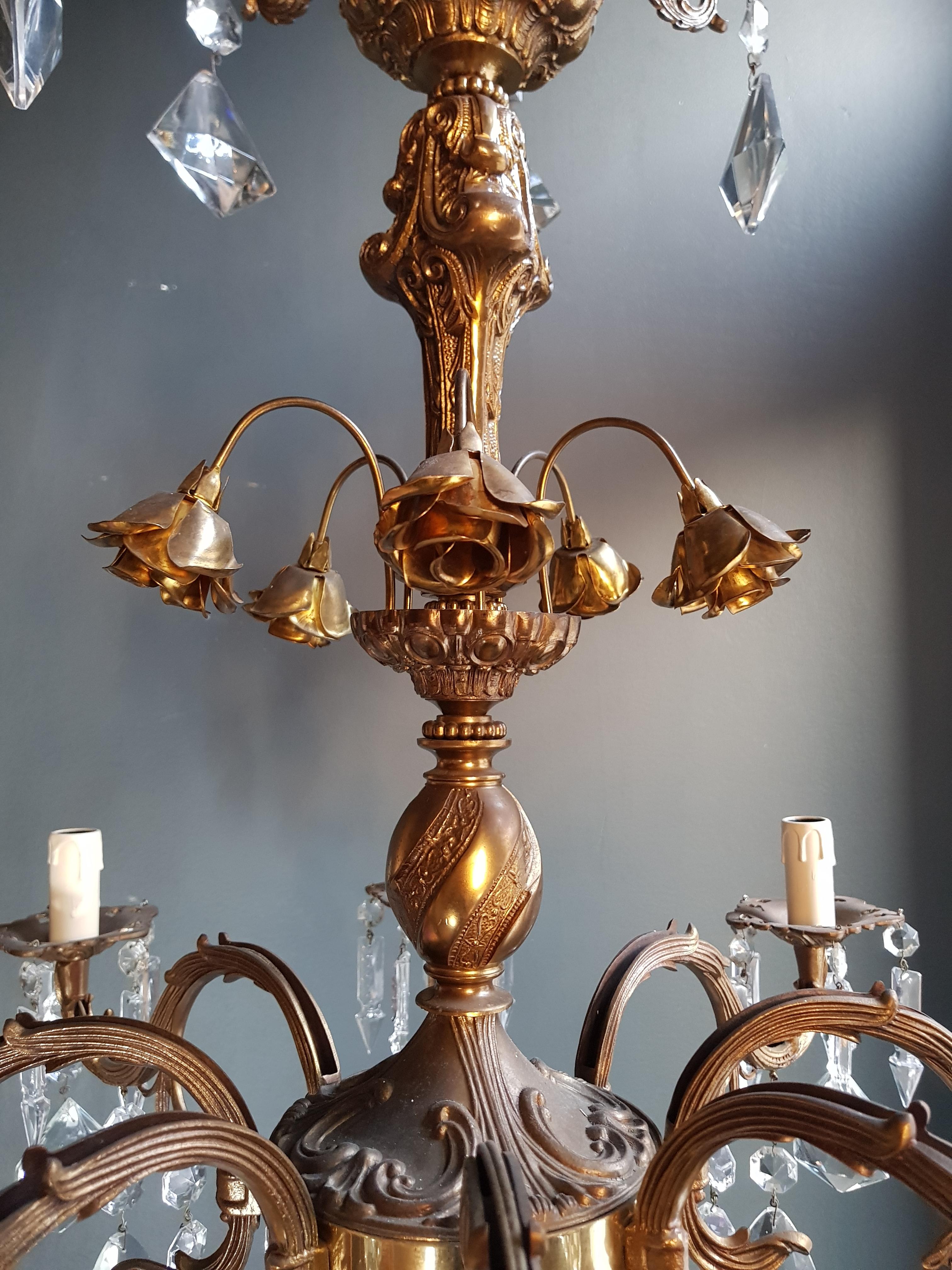 Baroque Candelabrum Chandelier Crystal Brass Lustre Ceiling Lamp 