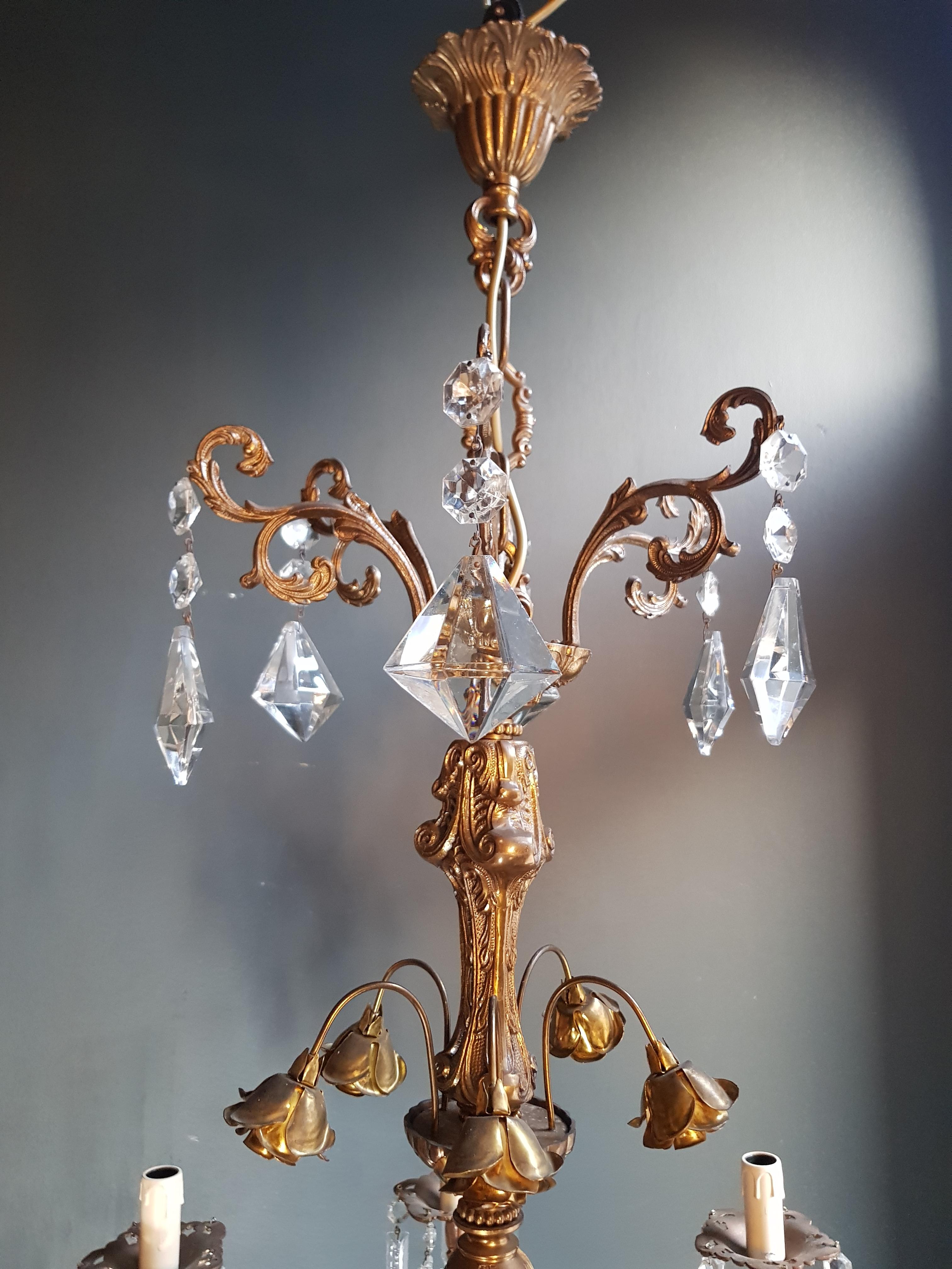 European Candelabrum Chandelier Crystal Brass Lustre Ceiling Lamp 