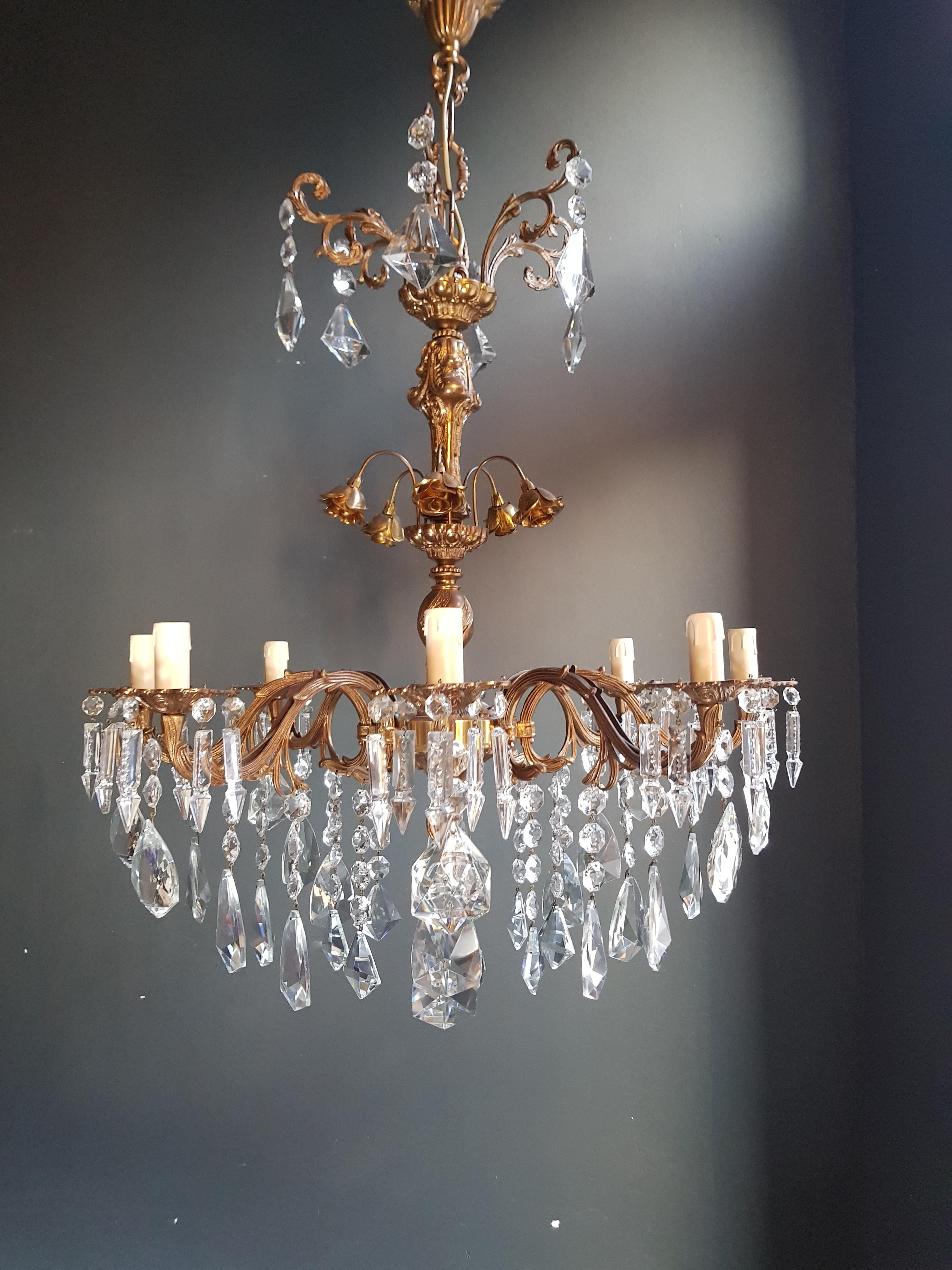 Hand-Knotted Candelabrum Chandelier Crystal Brass Lustre Ceiling Lamp 