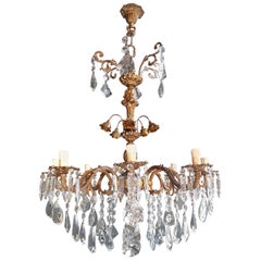 Vintage Candelabrum Chandelier Crystal Brass Lustre Ceiling Lamp 