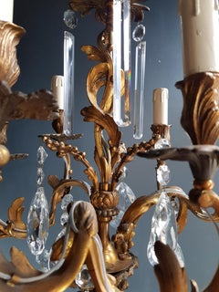 Candelabrum Chandelier Crystal Ceiling Lamp Antique Art Nouveau Pendant Lighting