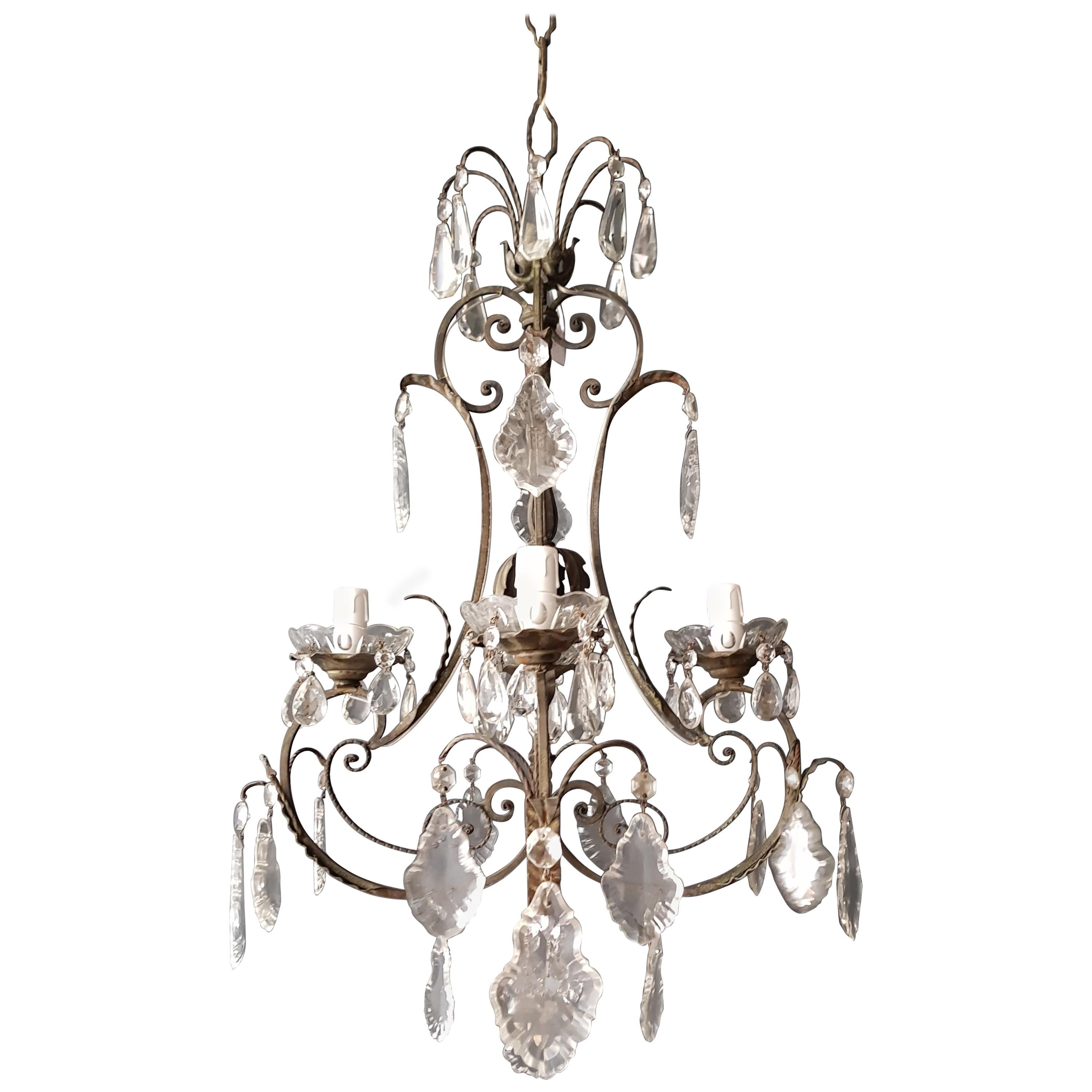 Candelabrum Chandelier Crystal Lustre Ceiling Lamp Hall Antique Art Nouveau