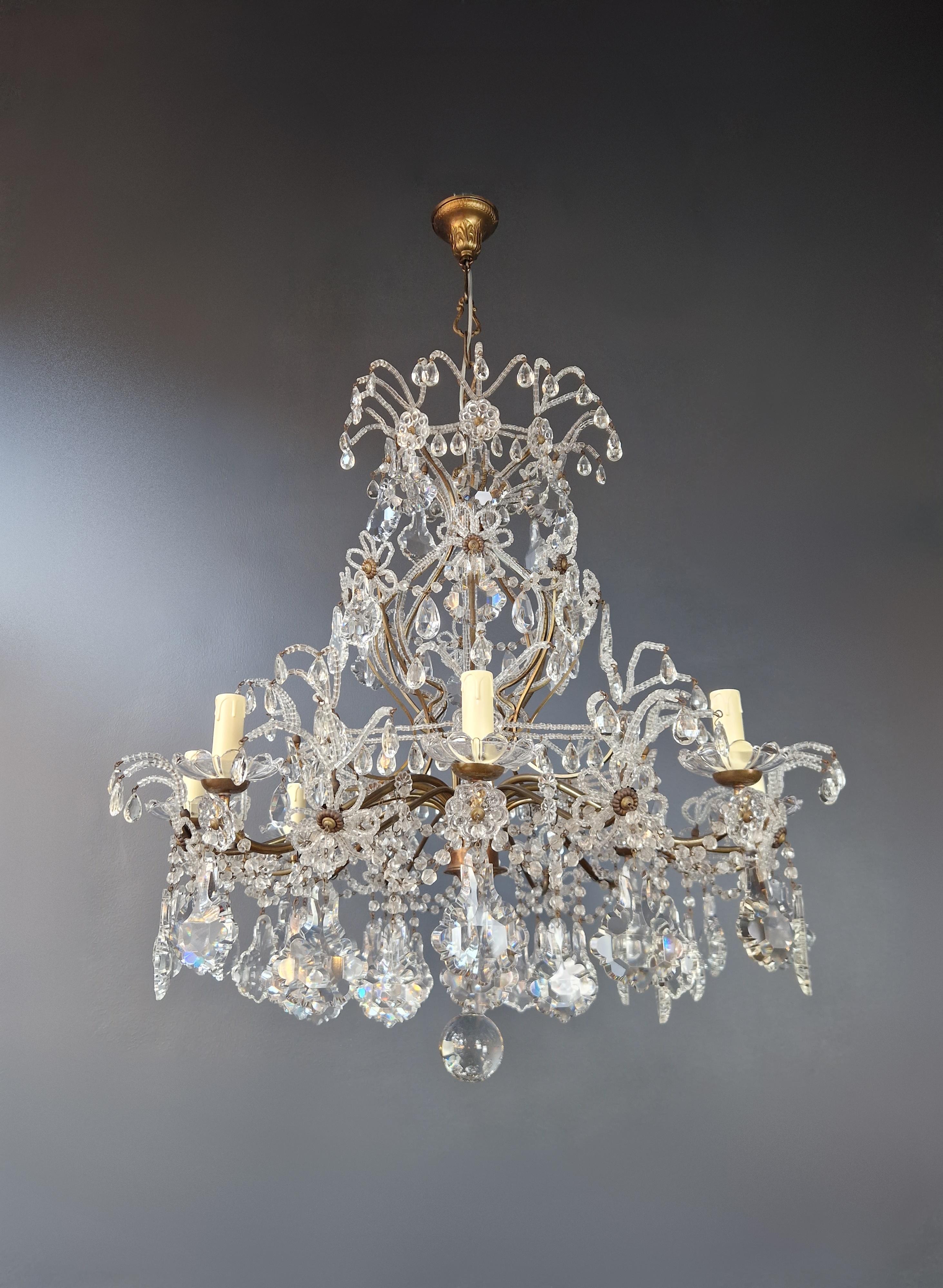 Noué à la main Lustre ancien lustre à candélabre en cristal Art Nouveau florentin lustre de plafond