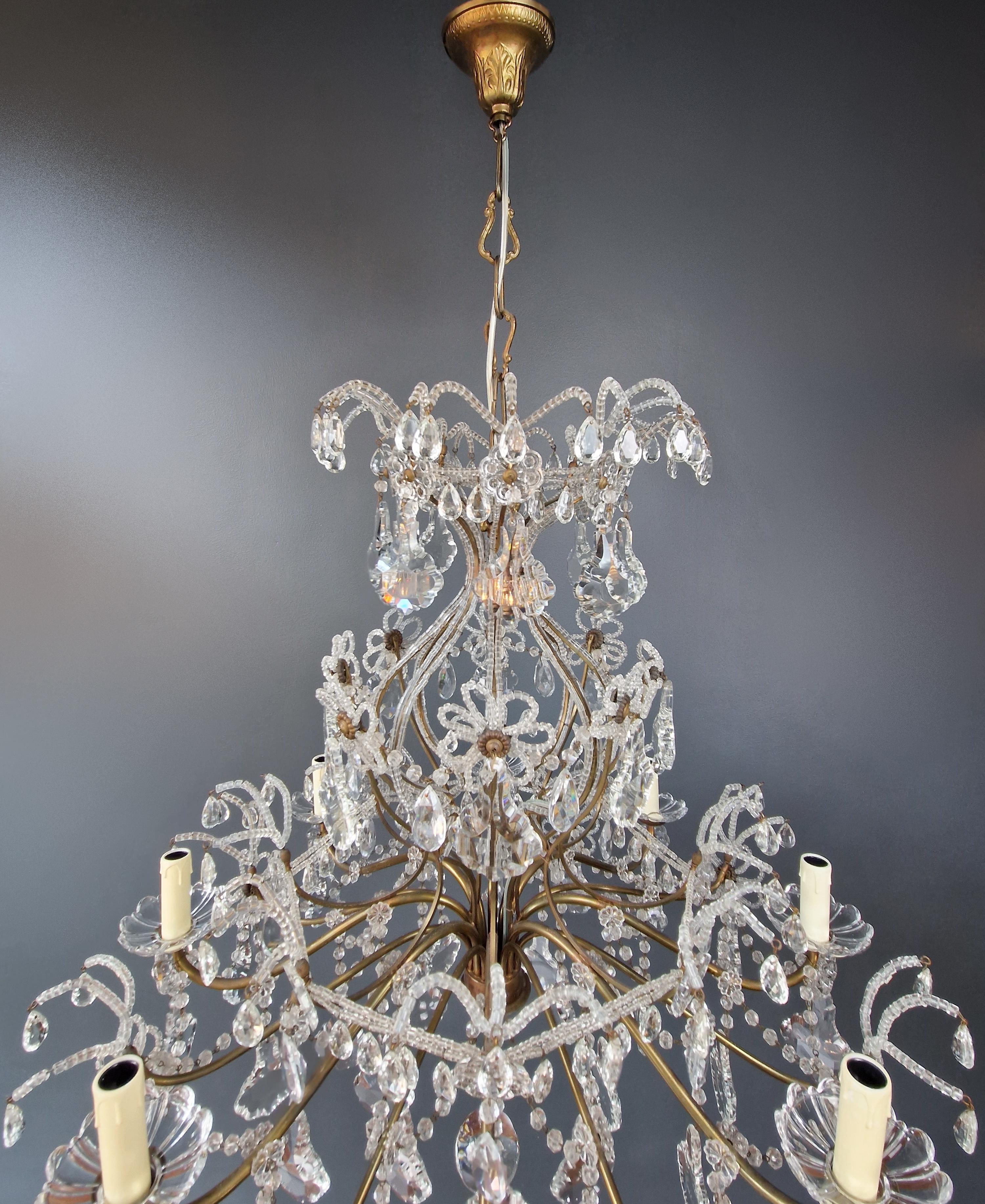 Lustre ancien lustre à candélabre en cristal Art Nouveau florentin lustre de plafond Bon état à Berlin, DE