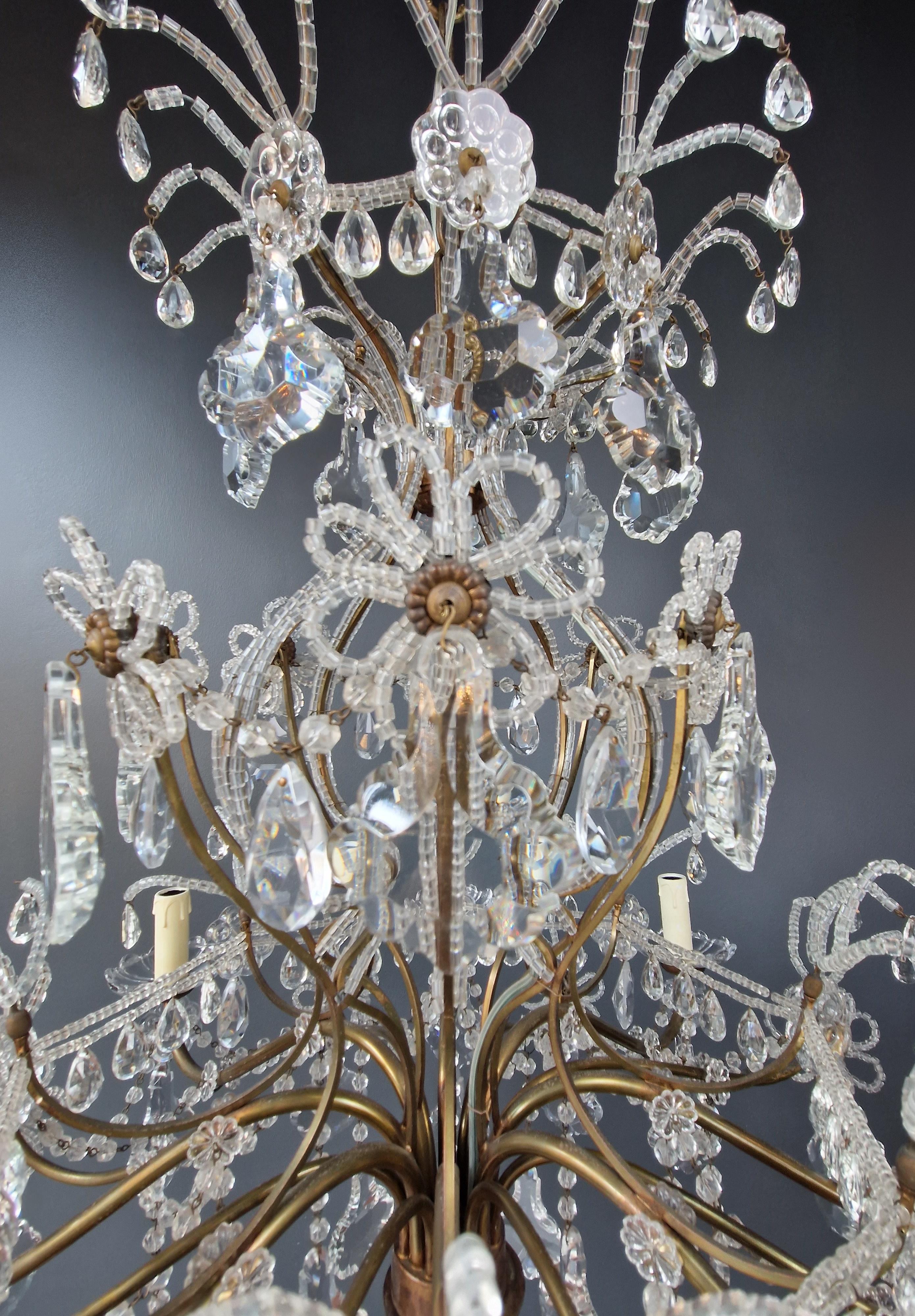 Début du 20ème siècle Lustre ancien lustre à candélabre en cristal Art Nouveau florentin lustre de plafond