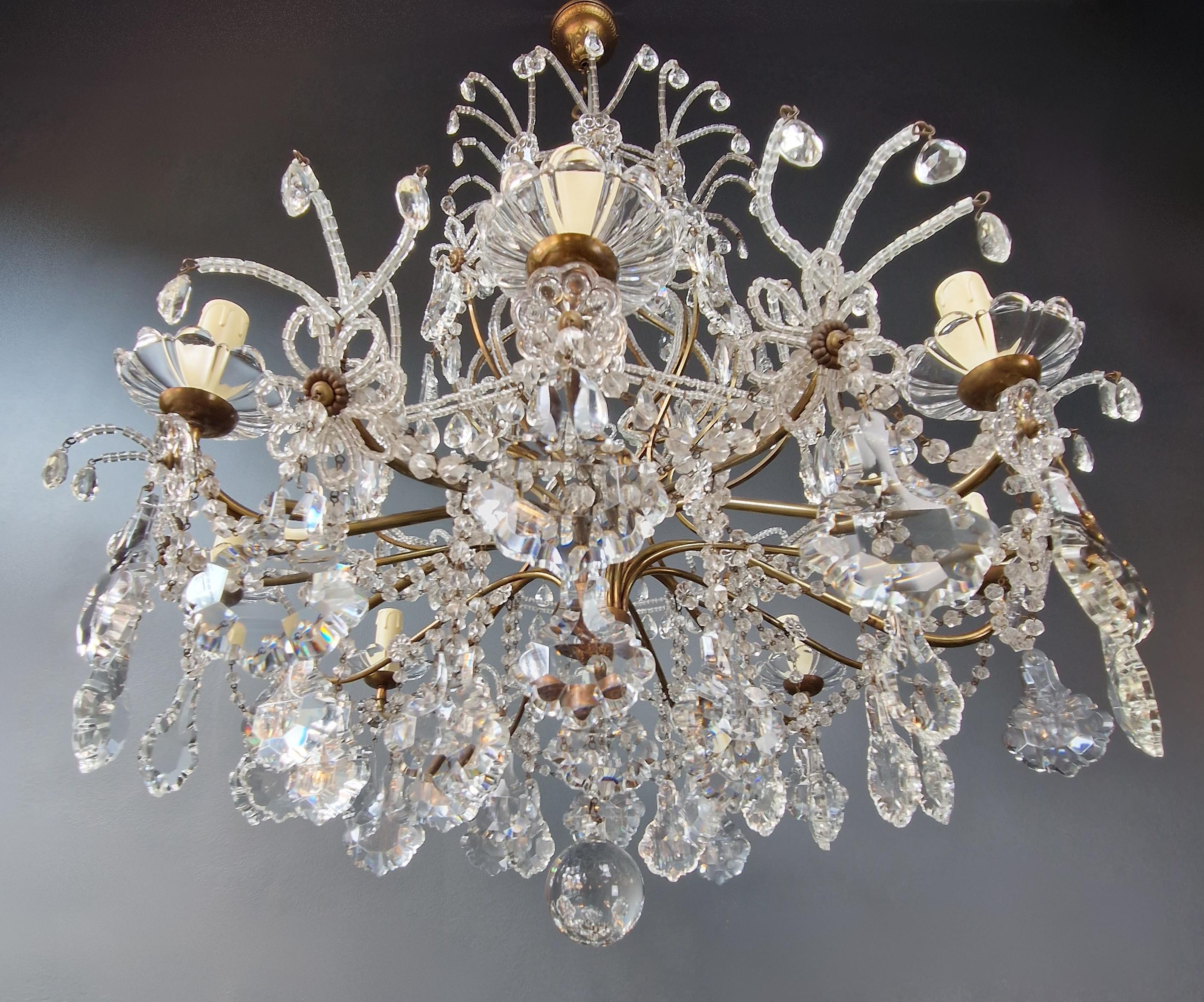 Lustre ancien lustre à candélabre en cristal Art Nouveau florentin lustre de plafond 1