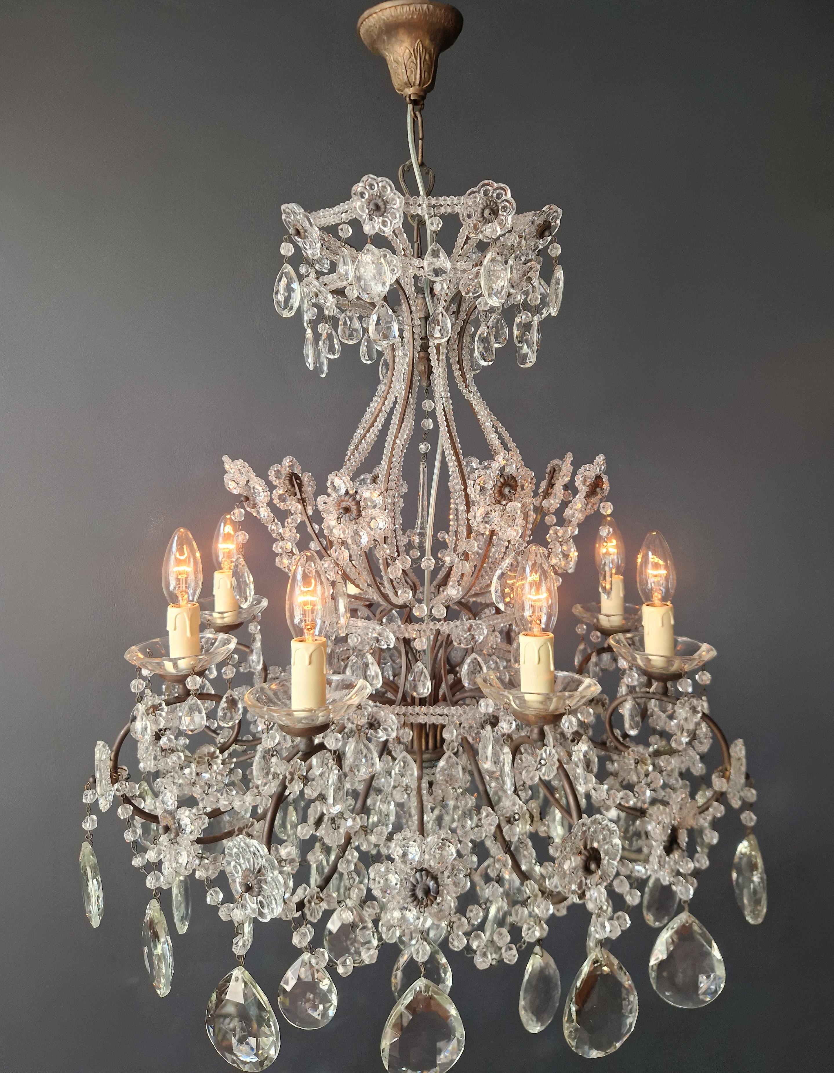 Lustre d'antiquités en cristal de candélabre Lustre Art Nouveau Fleur en vente 2