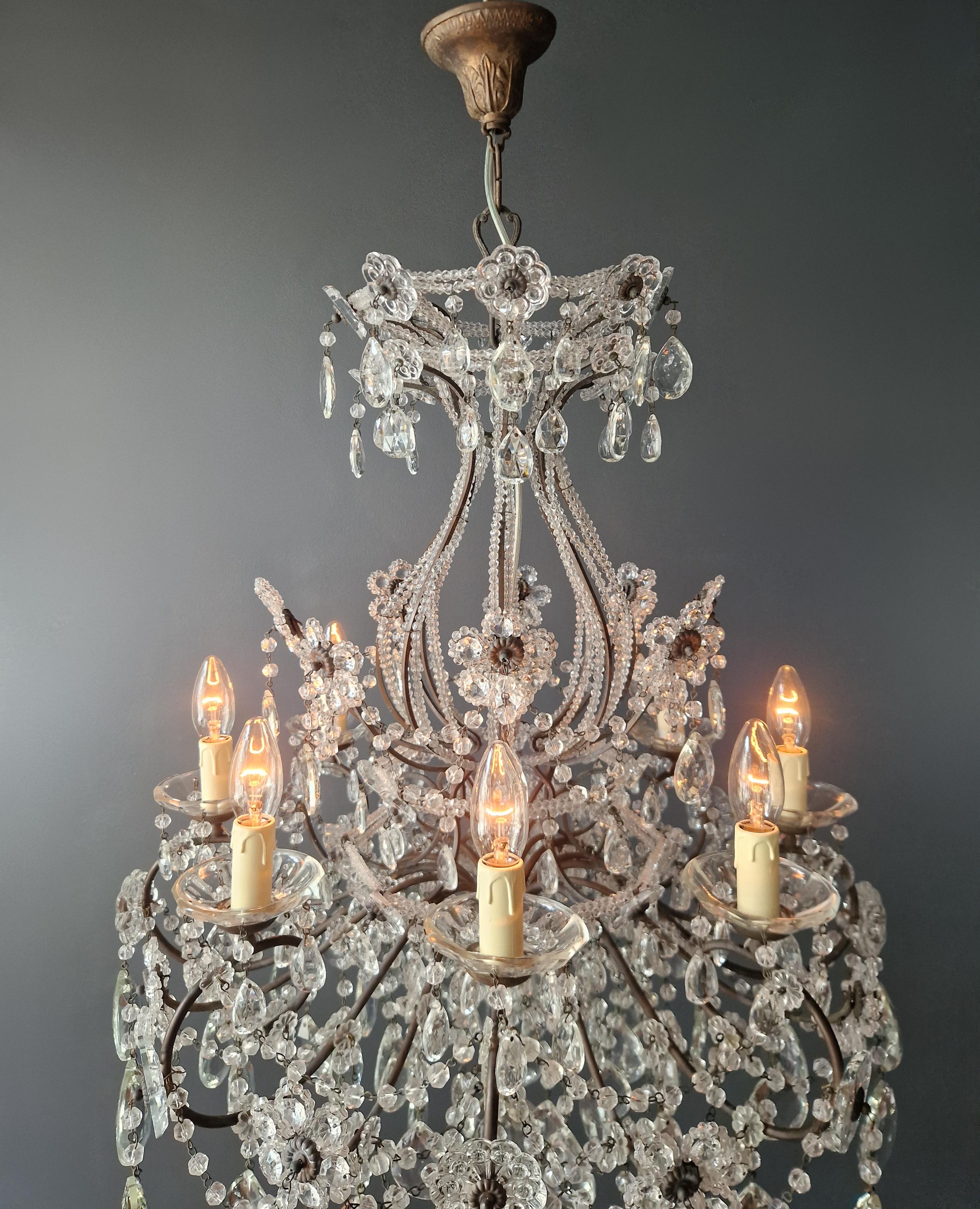 Lustre d'antiquités en cristal de candélabre Lustre Art Nouveau Fleur en vente 3