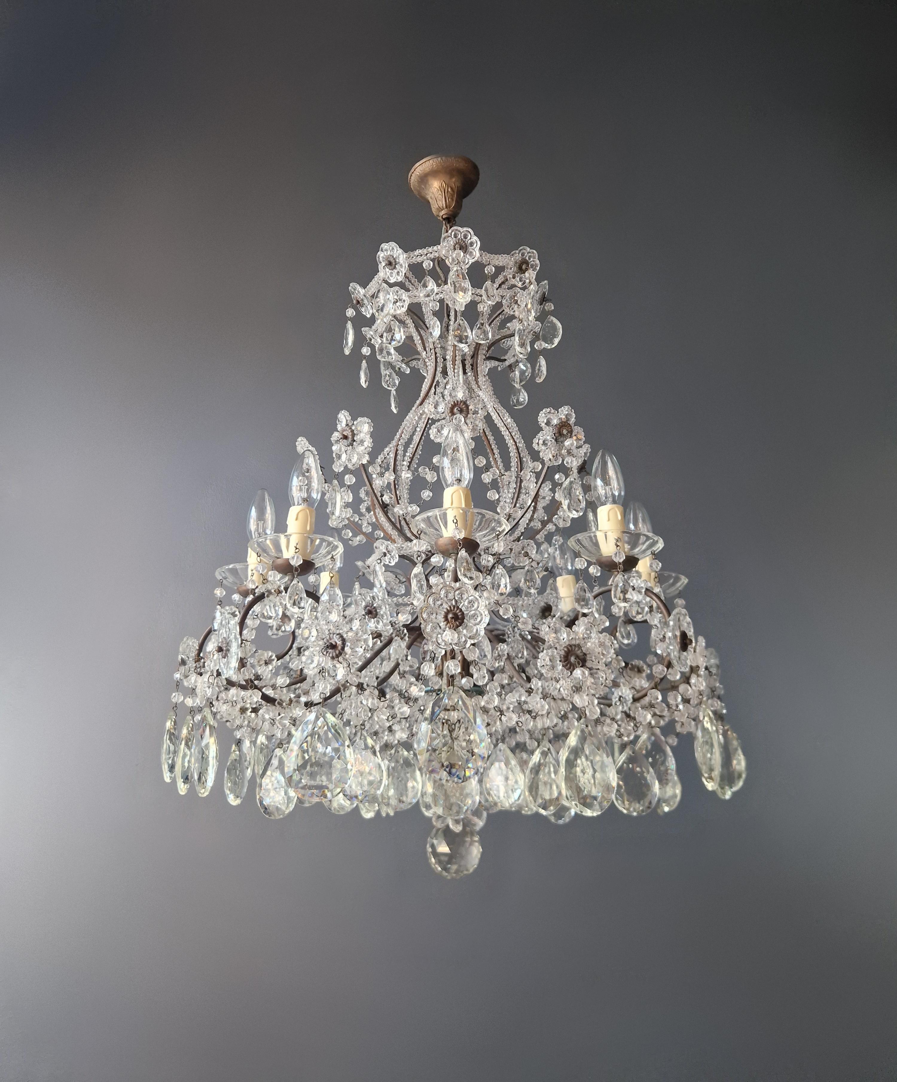 Lustre d'antiquités en cristal de candélabre Lustre Art Nouveau Fleur en vente 5