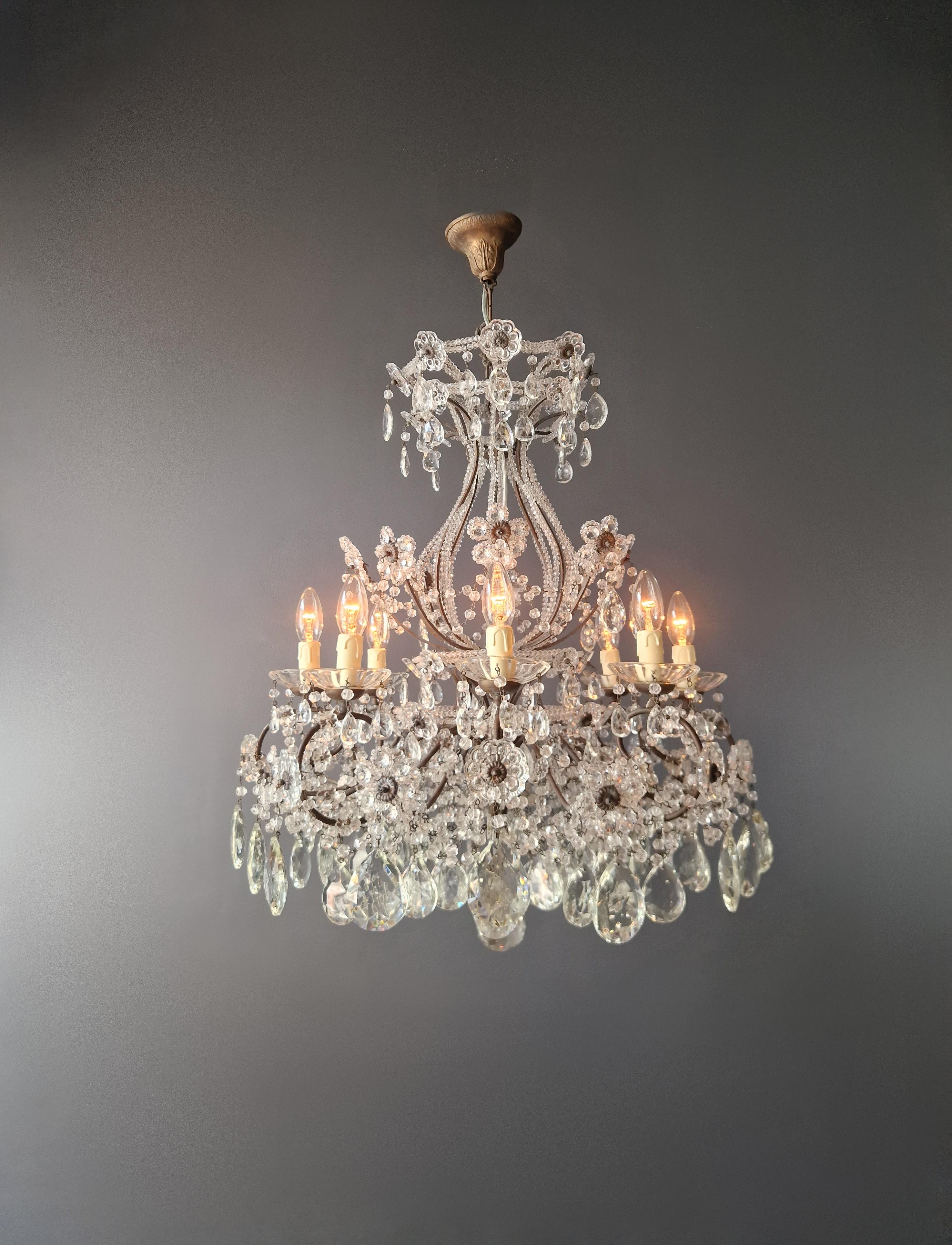Baroque Lustre d'antiquités en cristal de candélabre Lustre Art Nouveau Fleur en vente