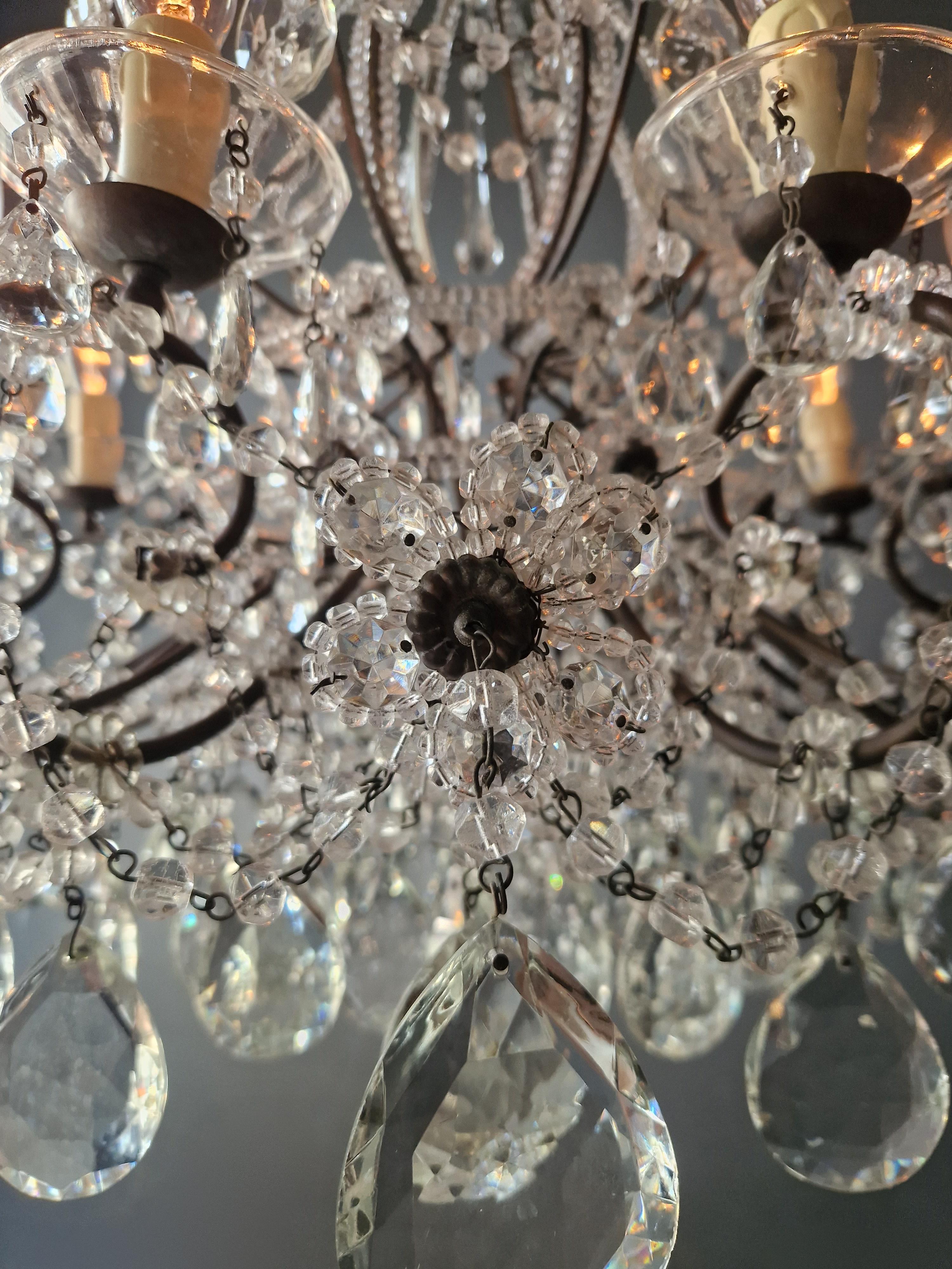 Lustre d'antiquités en cristal de candélabre Lustre Art Nouveau Fleur Bon état - En vente à Berlin, DE