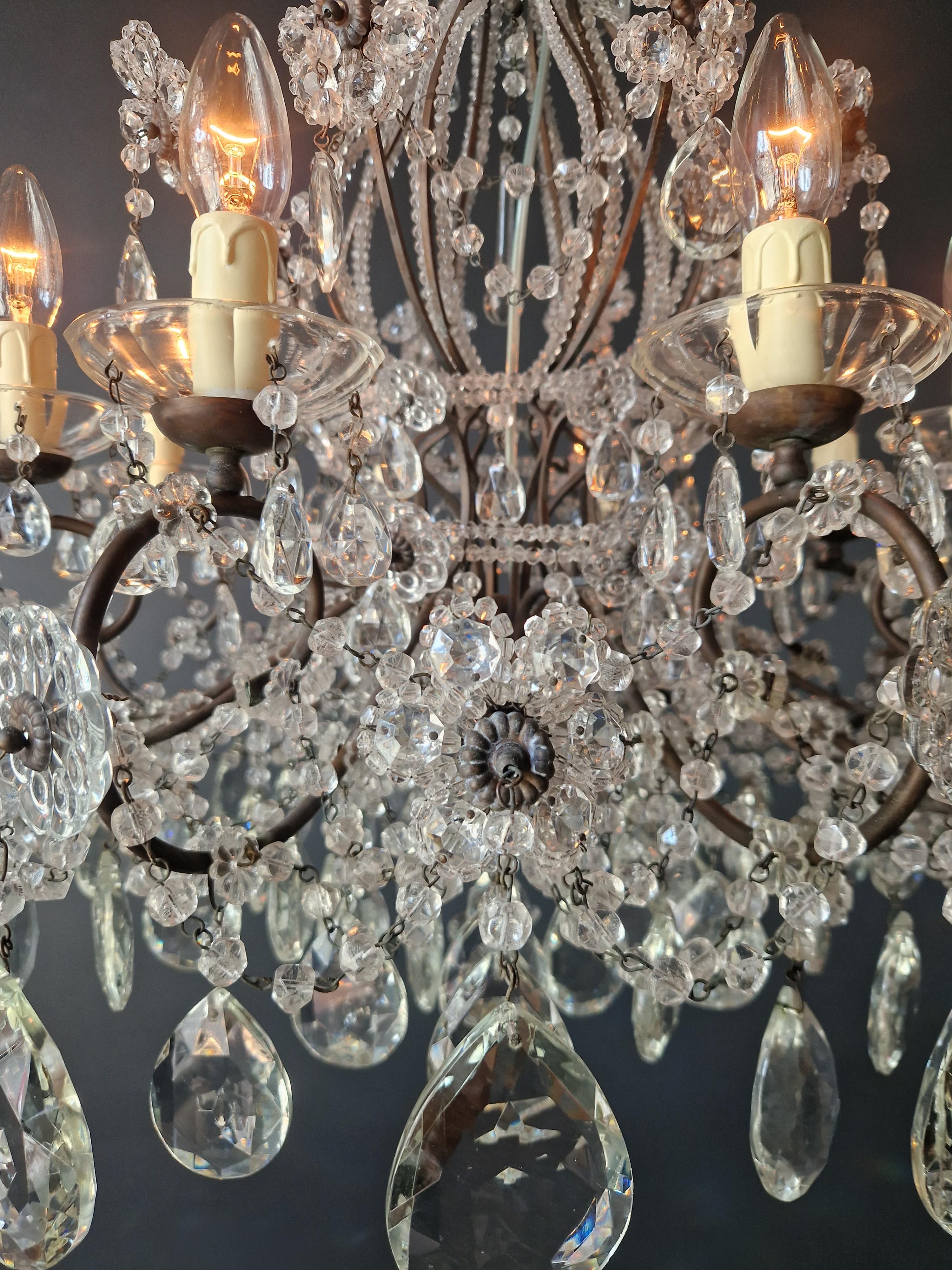 Milieu du XXe siècle Lustre d'antiquités en cristal de candélabre Lustre Art Nouveau Fleur en vente