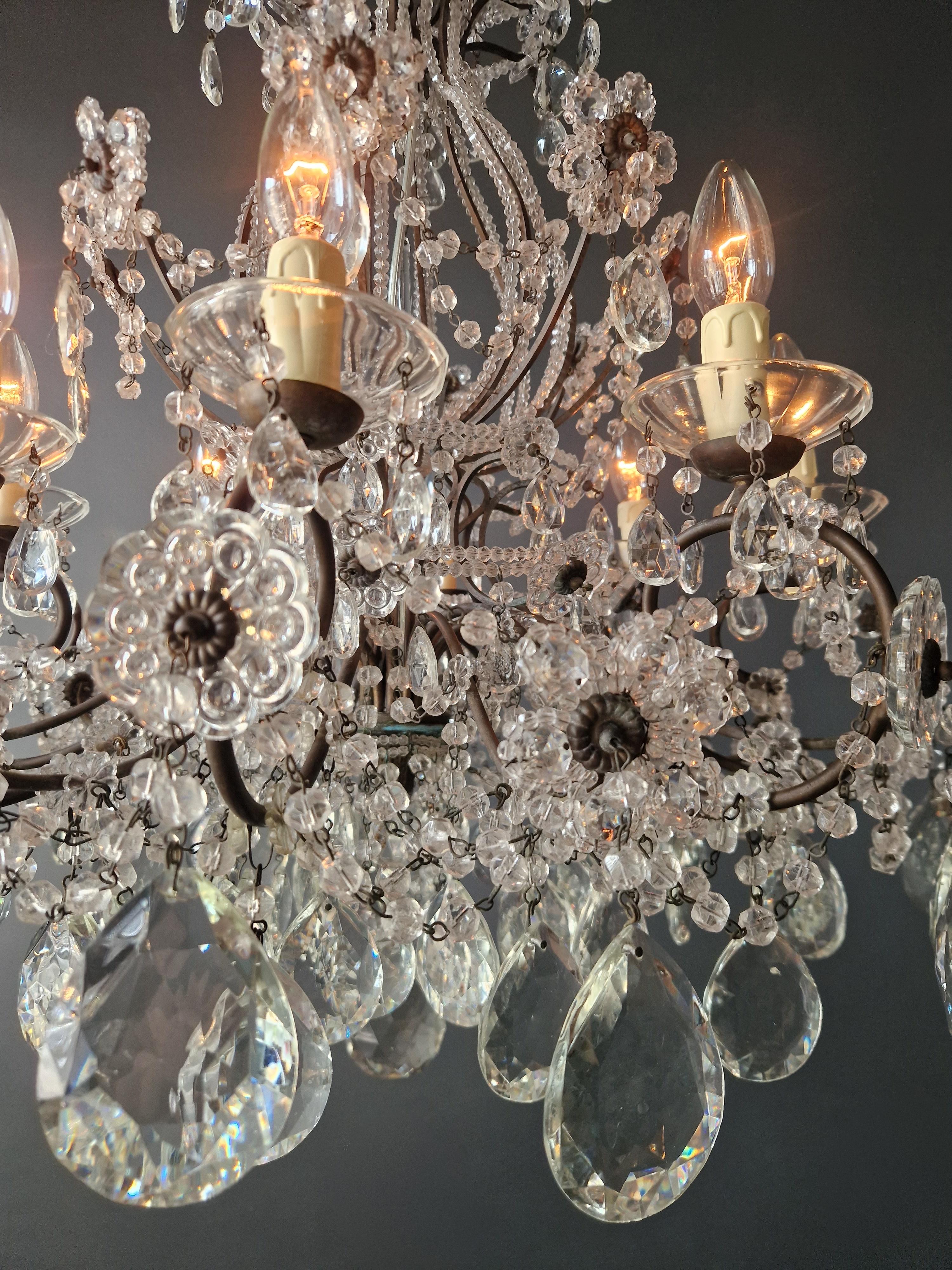 Lustre d'antiquités en cristal de candélabre Lustre Art Nouveau Fleur en vente 1