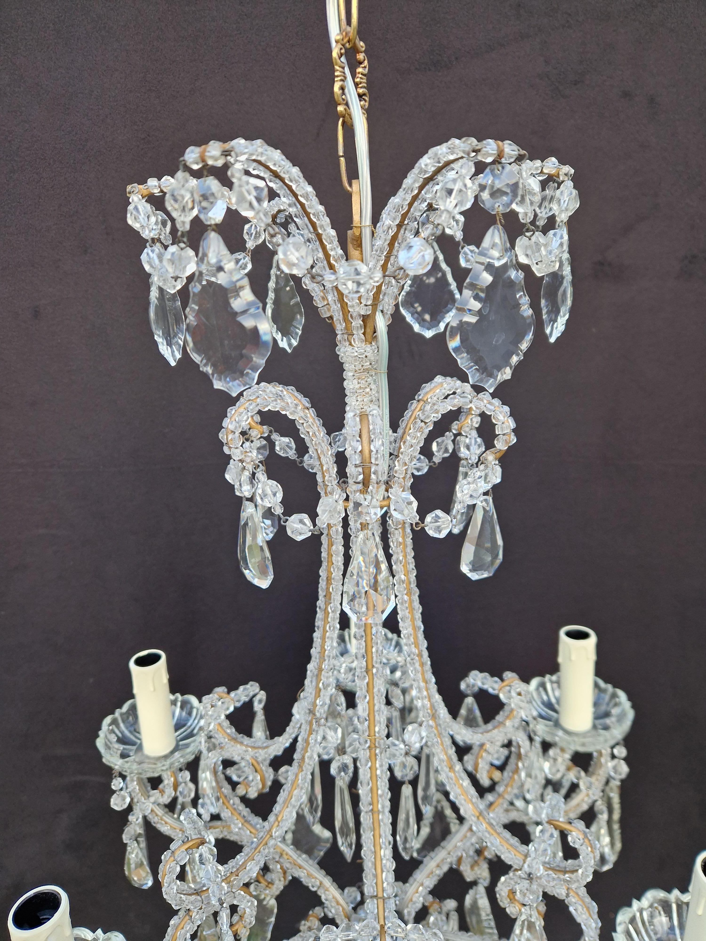 Hand-Knotted Candelabrum Crystal Antique Chandelier Ceiling Lustre Art Nouveau