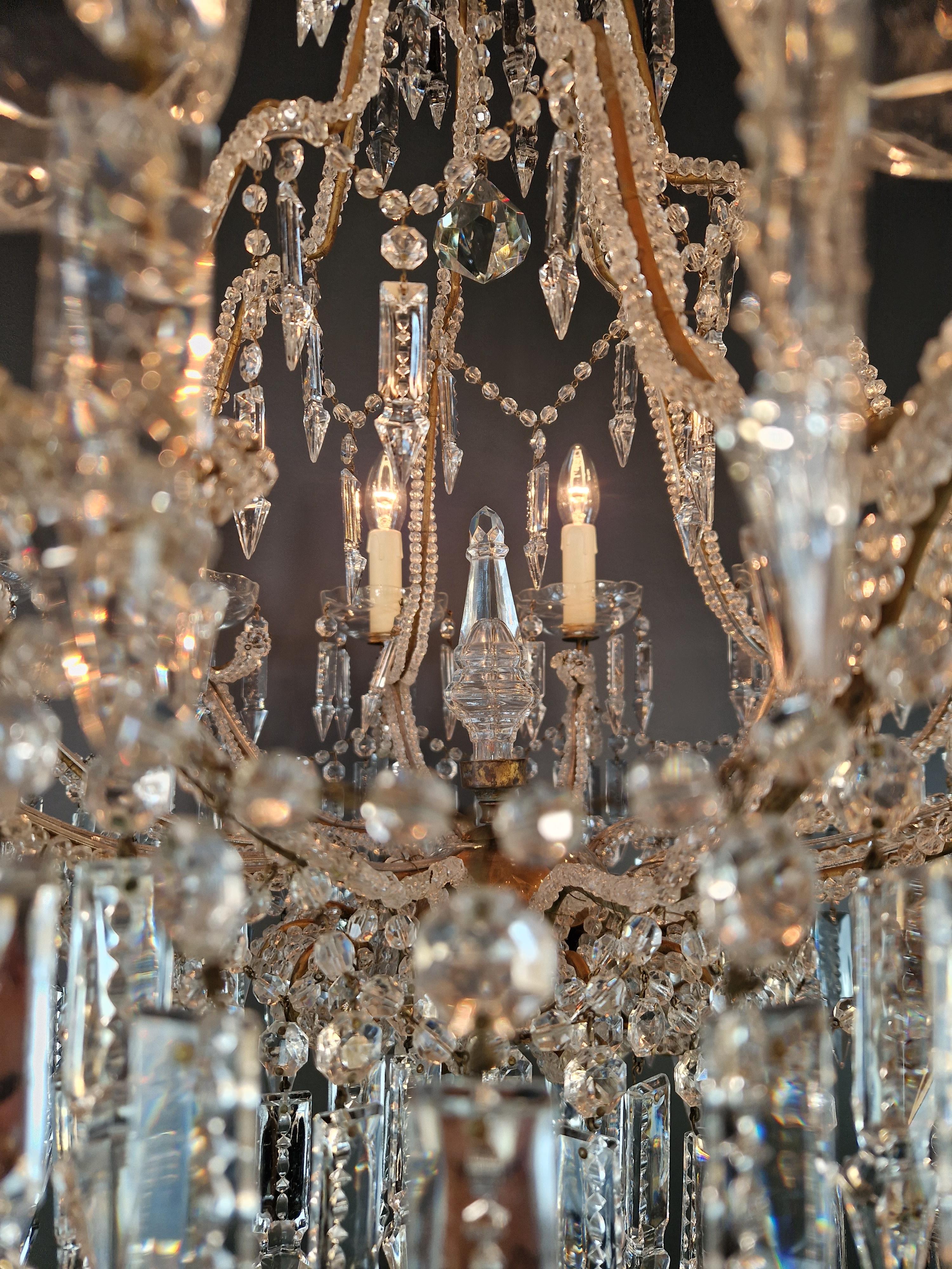 Candelabrum Crystal Antique Chandelier Ceiling Lustre Art Nouveau For Sale 2