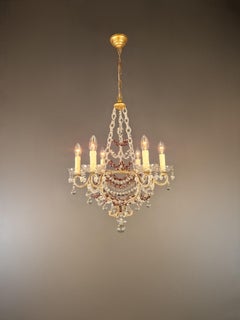 Candelabrum Purple Crystal Antique Chandelier Ceiling Lustre Art Nouveau