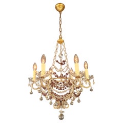 Candelabrum Purple Crystal Antique Chandelier Ceiling Lustre Art Nouveau
