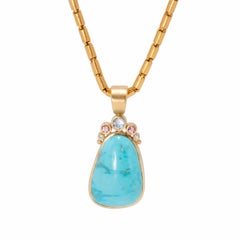 Candelaria Turquoise Cloud Pendant in 18 Karat Gold with Moonstone