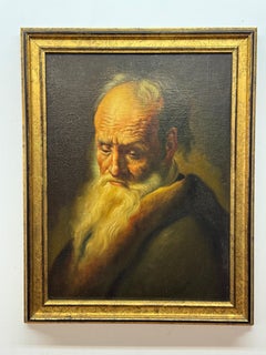 Antique Candelarios Rivas 1877-1949 exceptional portrait, painting of old man with beard