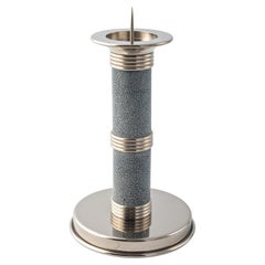 Celeste Shagreen Leather Modern Candlestick - GALUCHARME Collection