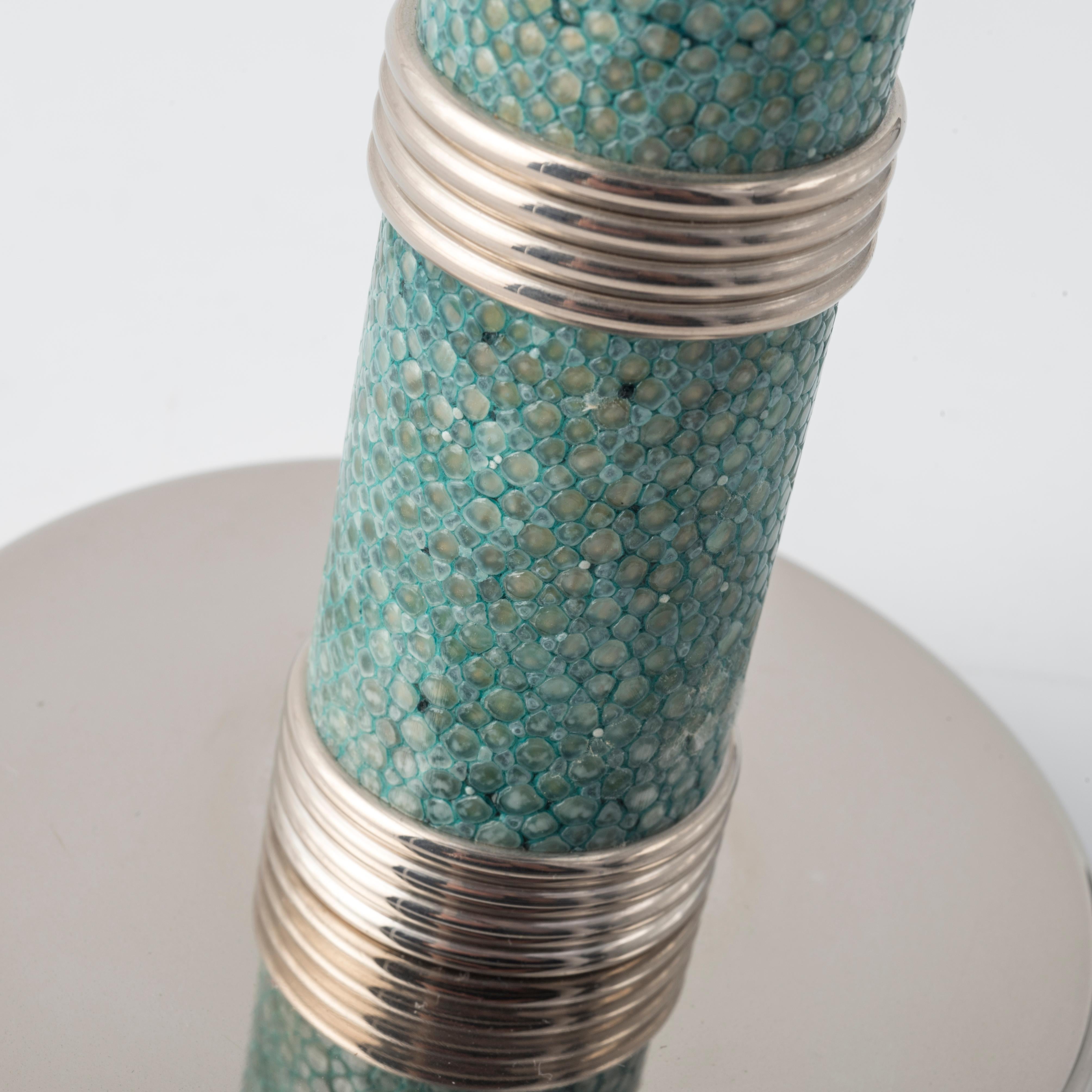 Modern Candlestick in Emerald Green Shagreen - Galucharme Collection by Nino Basso For Sale