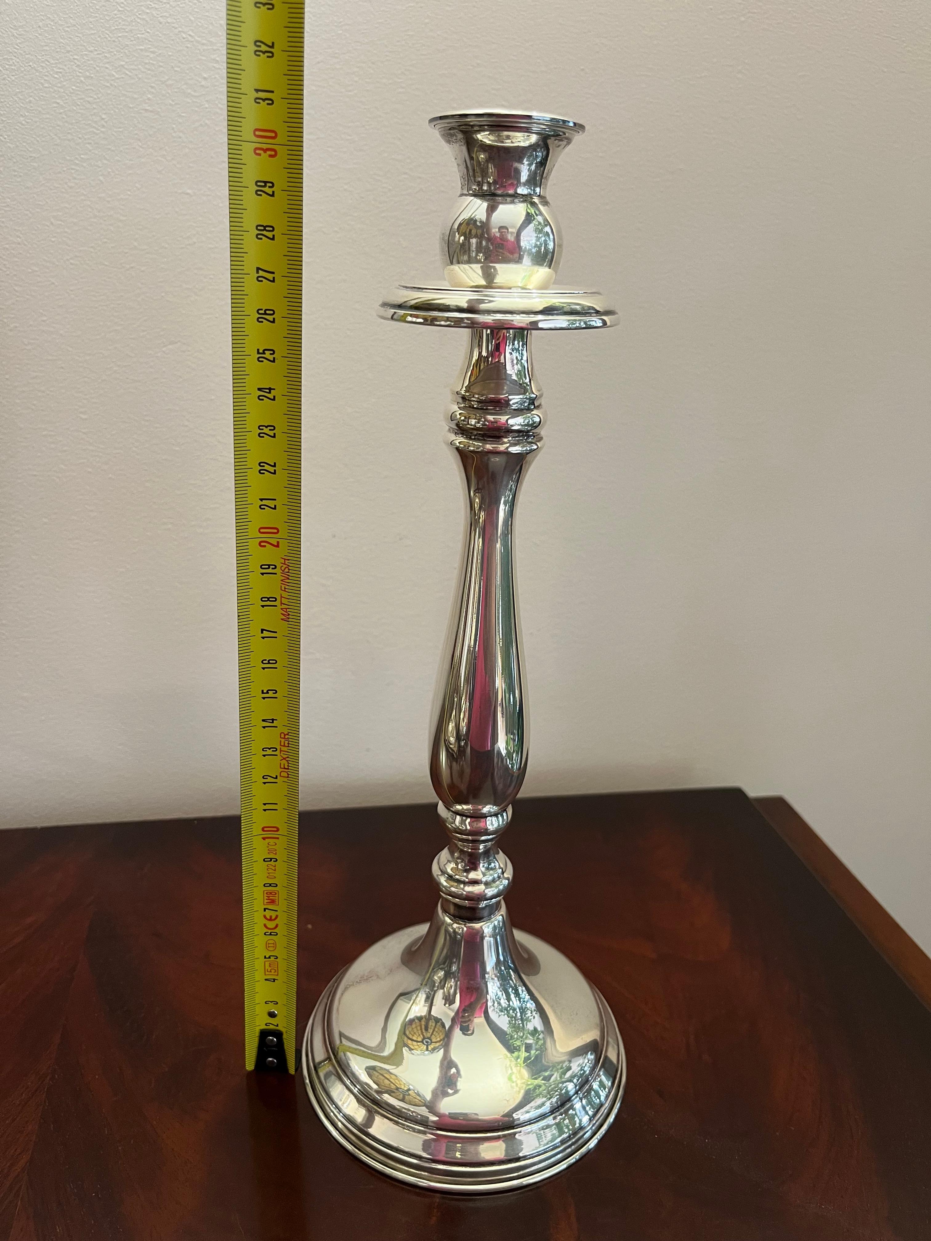 Italian Vintage English Style Candlestick in 800 Silver, Italy, 1980s For Sale