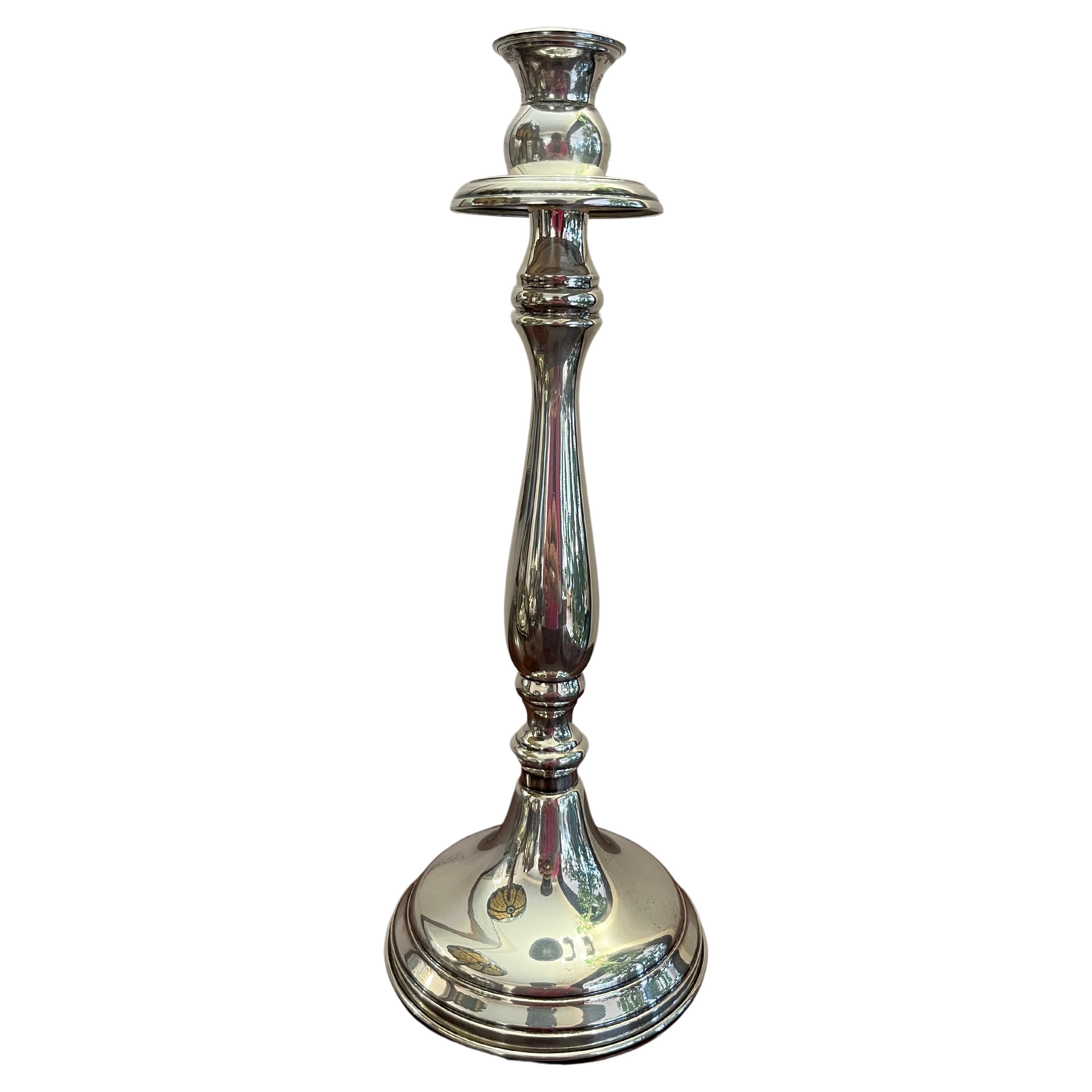 Vintage English Style Candlestick in 800 Silver, Italy, 1980s