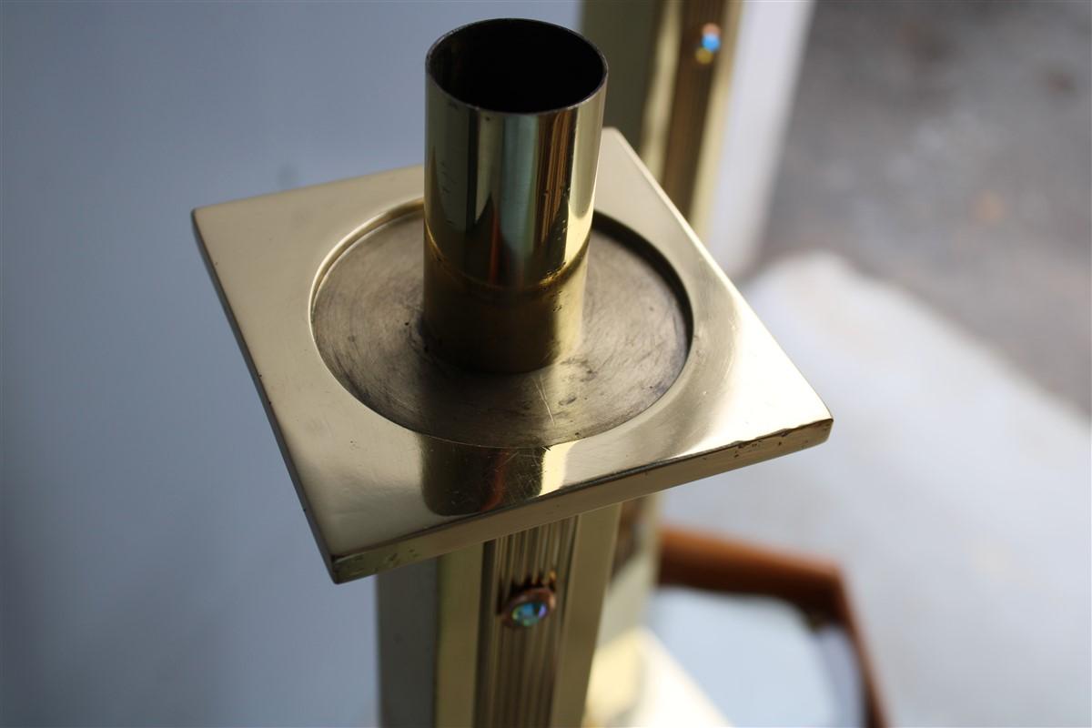 Luxury square candlesticks Italian design 1960s Solid brass Brutalist For Sale 4