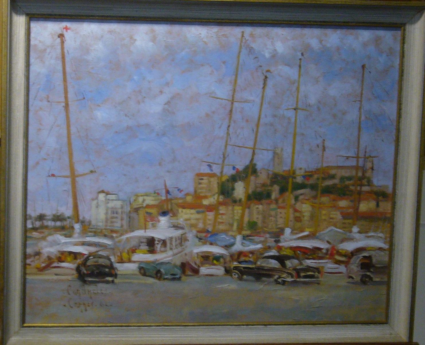 Cannes (South of France) - oil on canvas, 50x61 cm. - Painting by Candhales